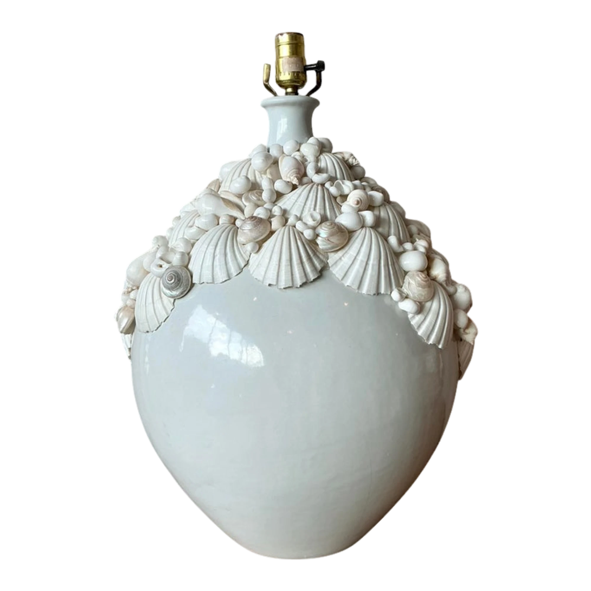 Vintage Boho Shell Encrusted Ceramic Lamp
