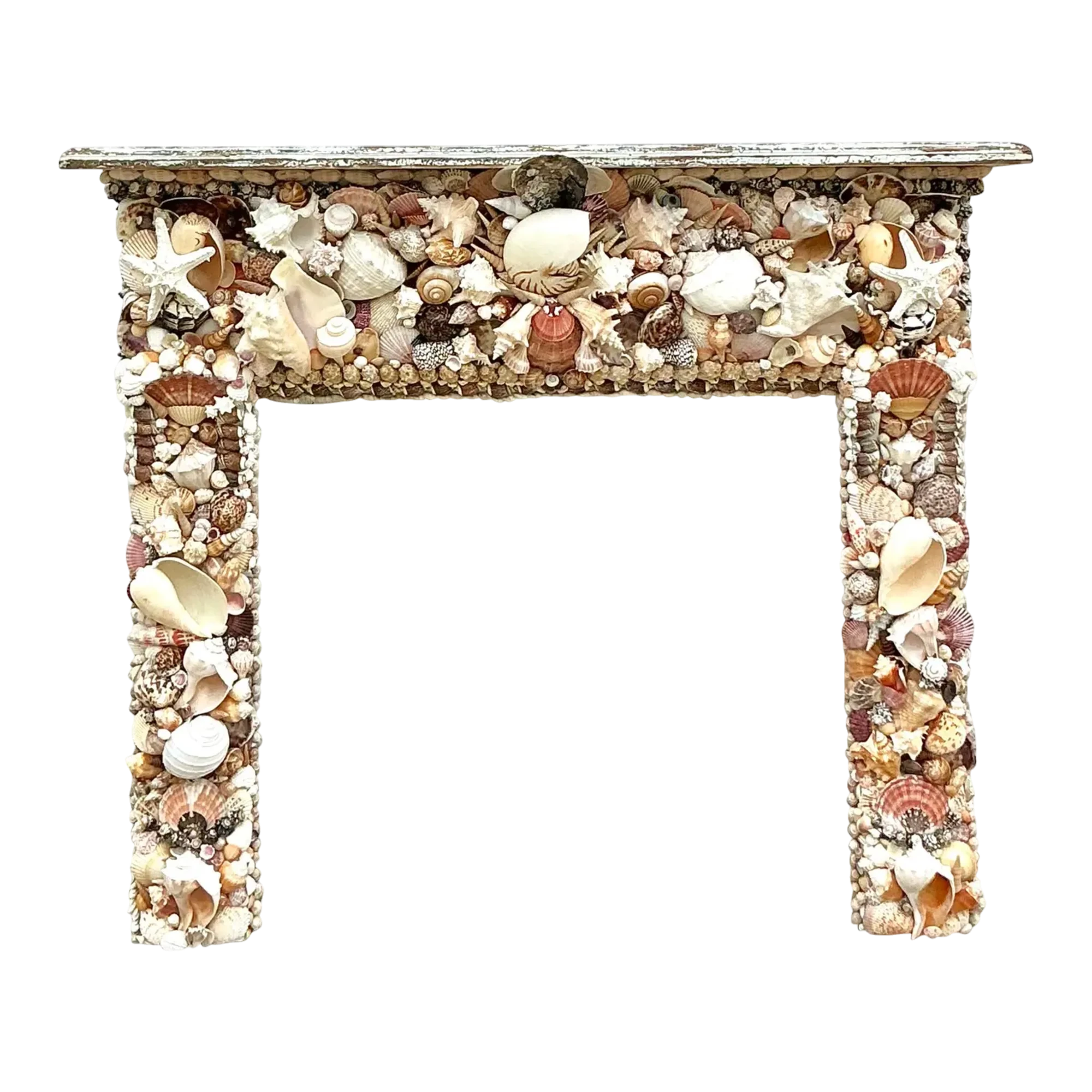 Vintage Boho Shell Encrusted Fireplace Surround - Shell, 60W x 51H