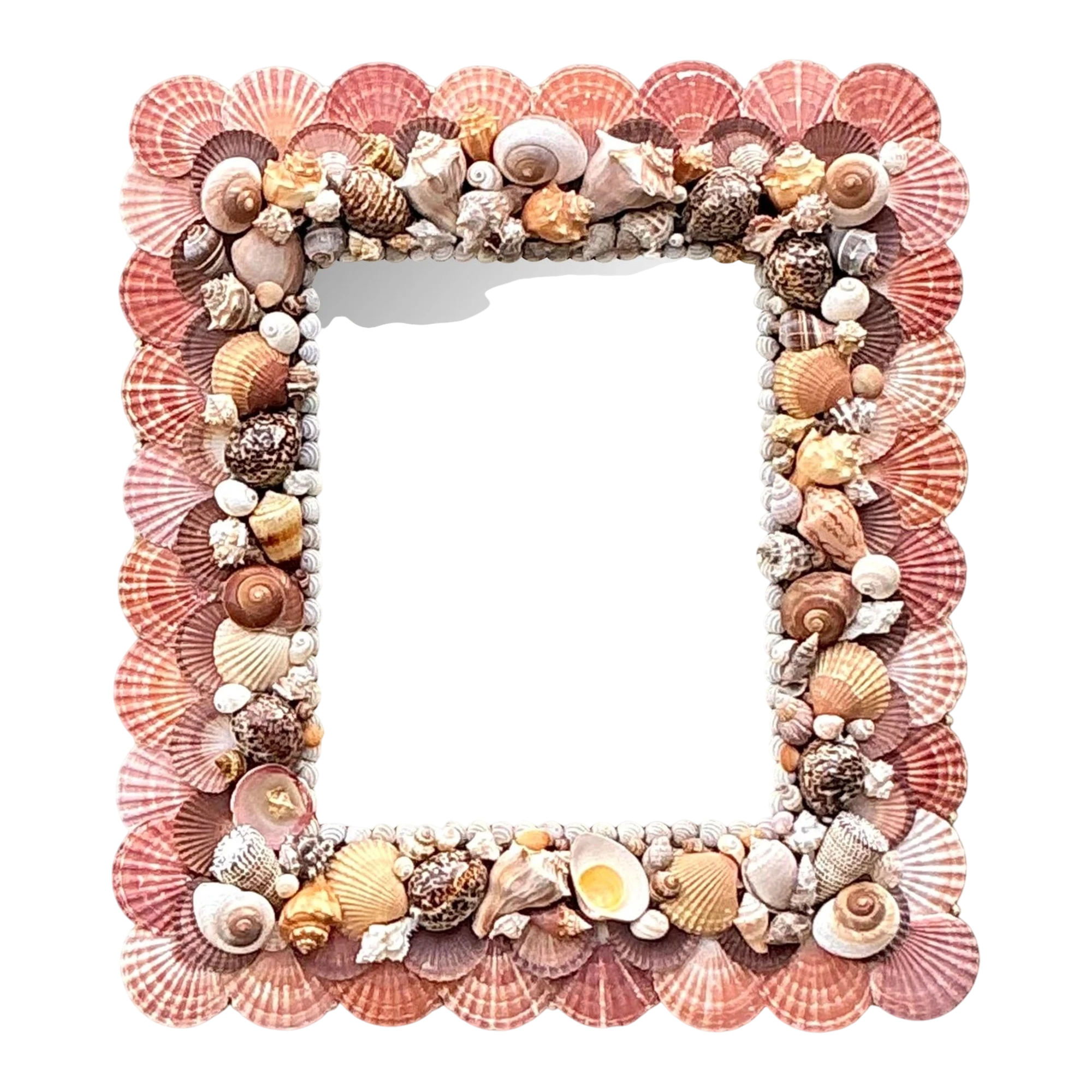 Vintage Boho Shell Encrusted Mirror - Mirrored Glass, 29.75W x 33H