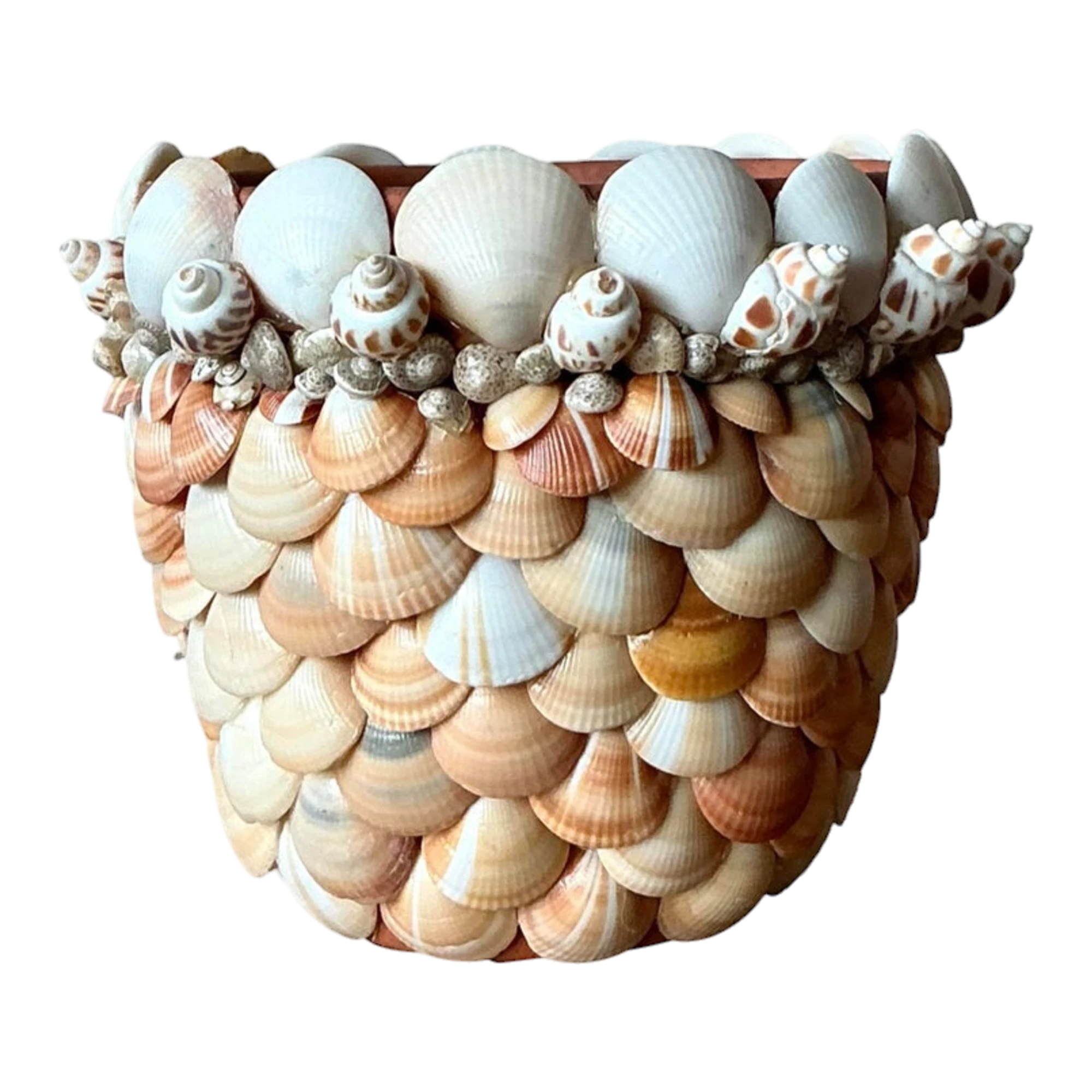 Vintage Boho Shell Encrusted Pot