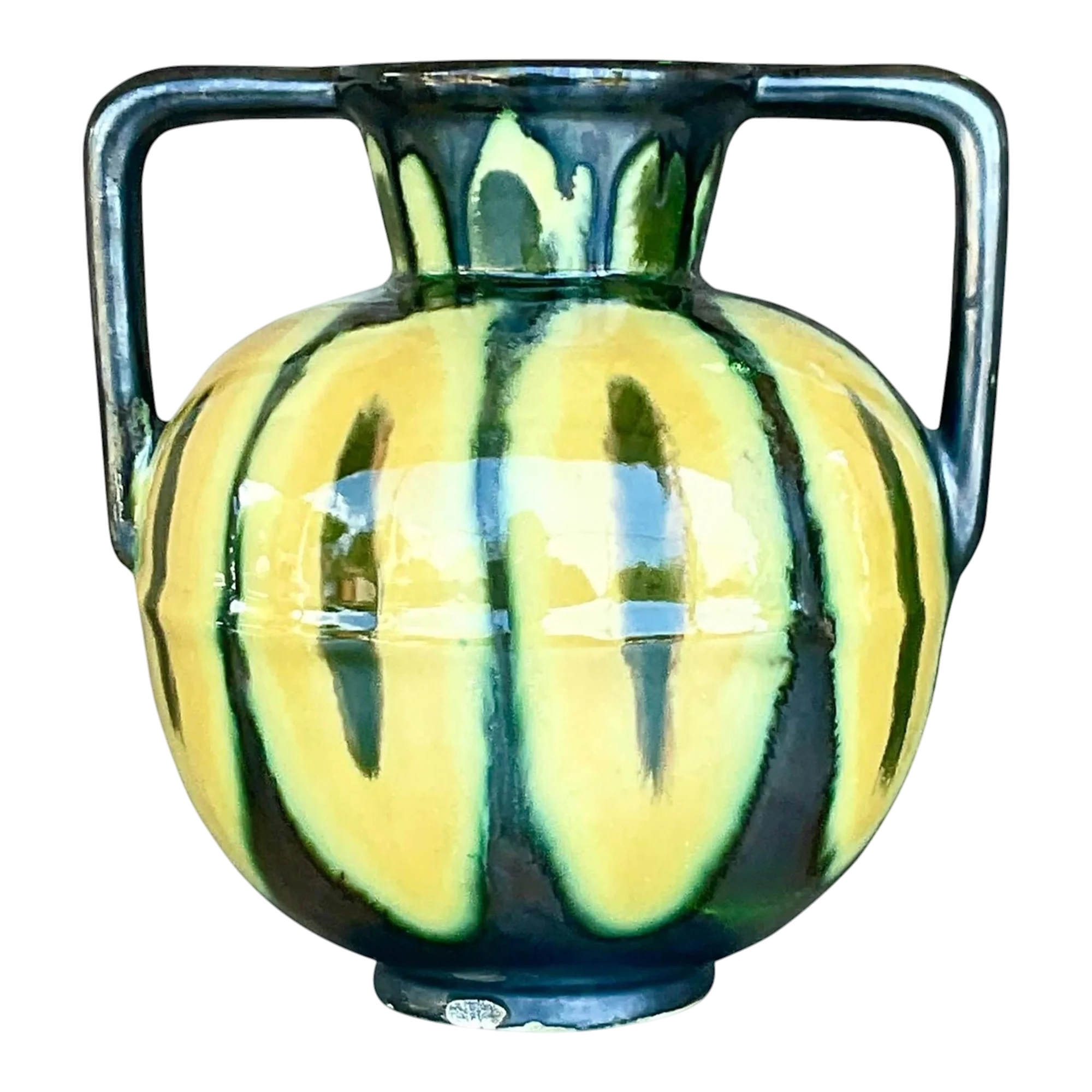 Vintage Boho Signed French Glazed Ceramic Vase