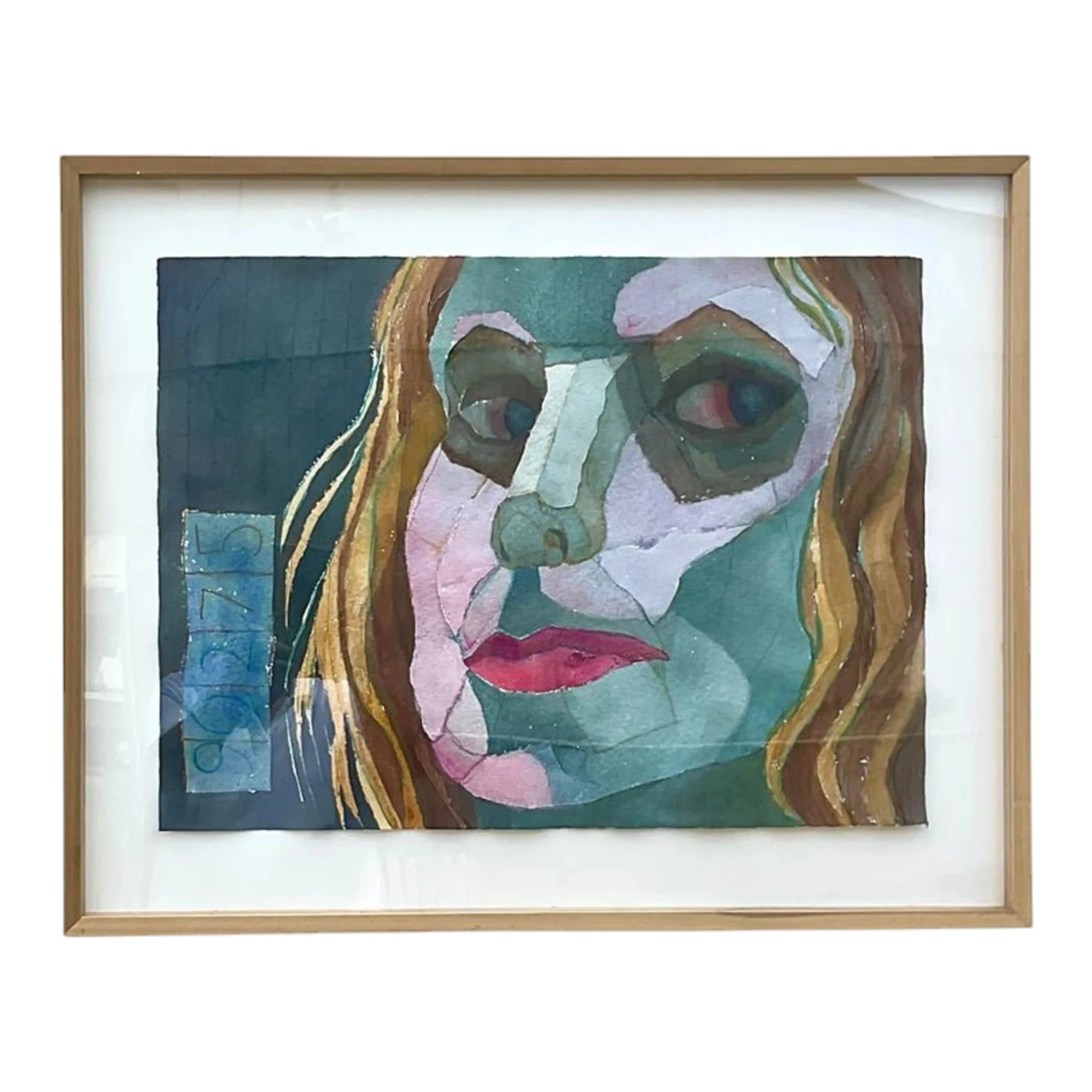 Vintage Boho Signed Original Mixed Media Painting