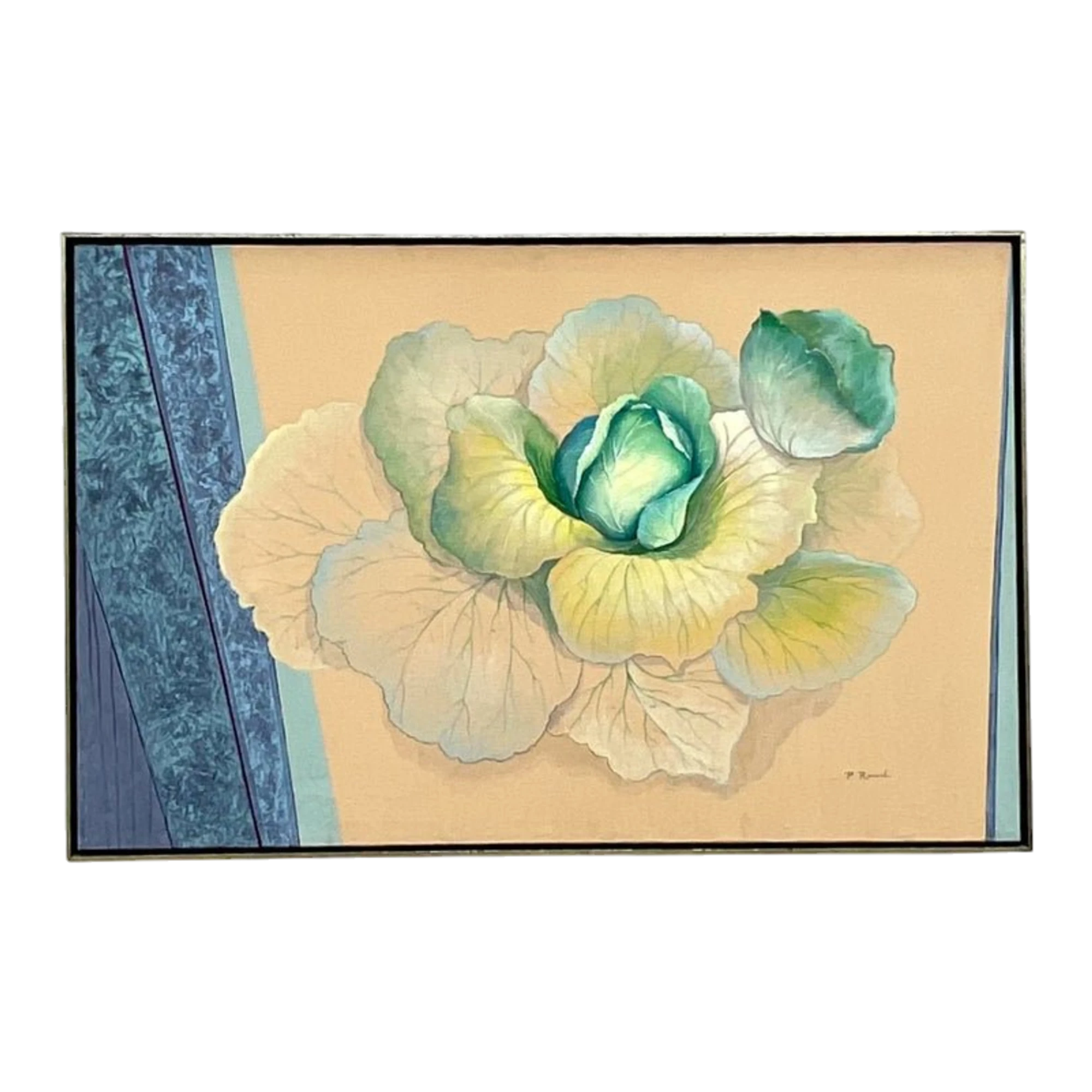Vintage Boho Signed Original Oil Still Life on Canvas