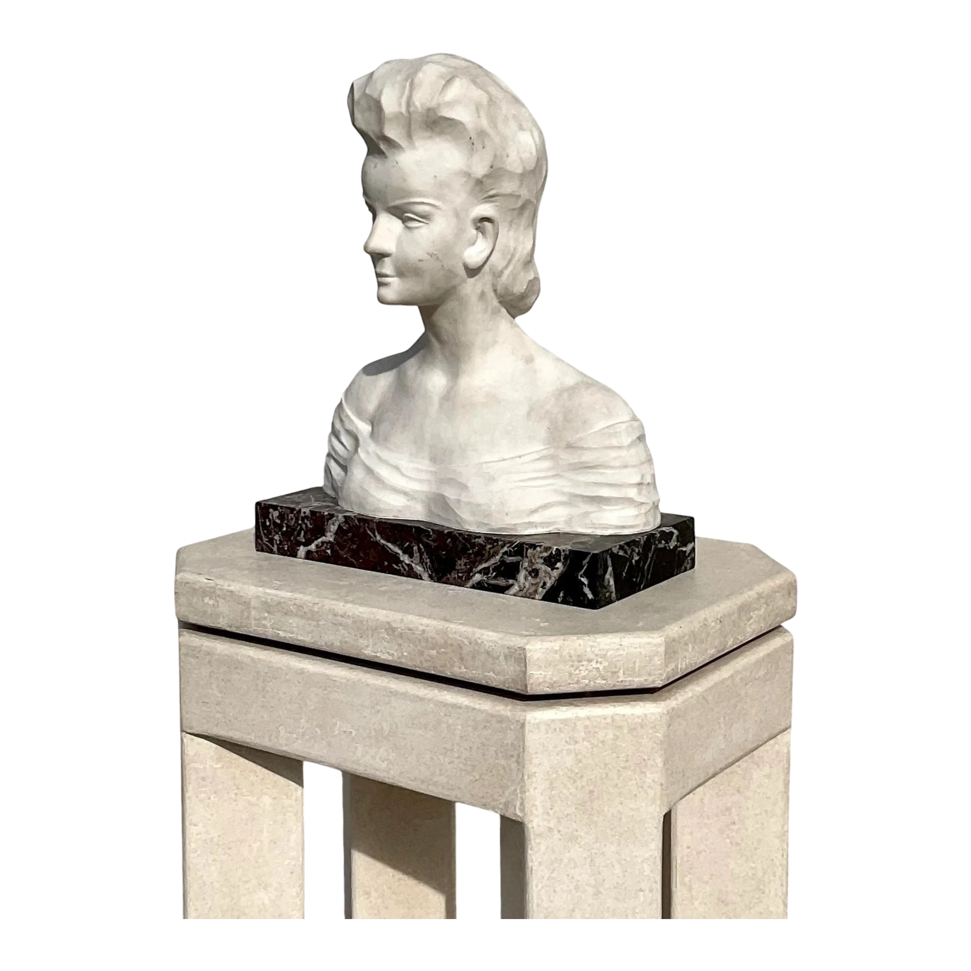 Vintage Boho Signed Stone Bust of Female