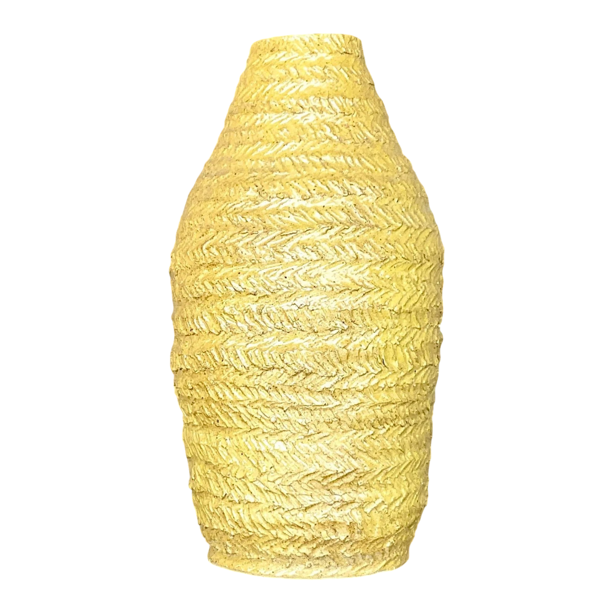 Vintage Boho Signed Studio Pottery Mustard Vase