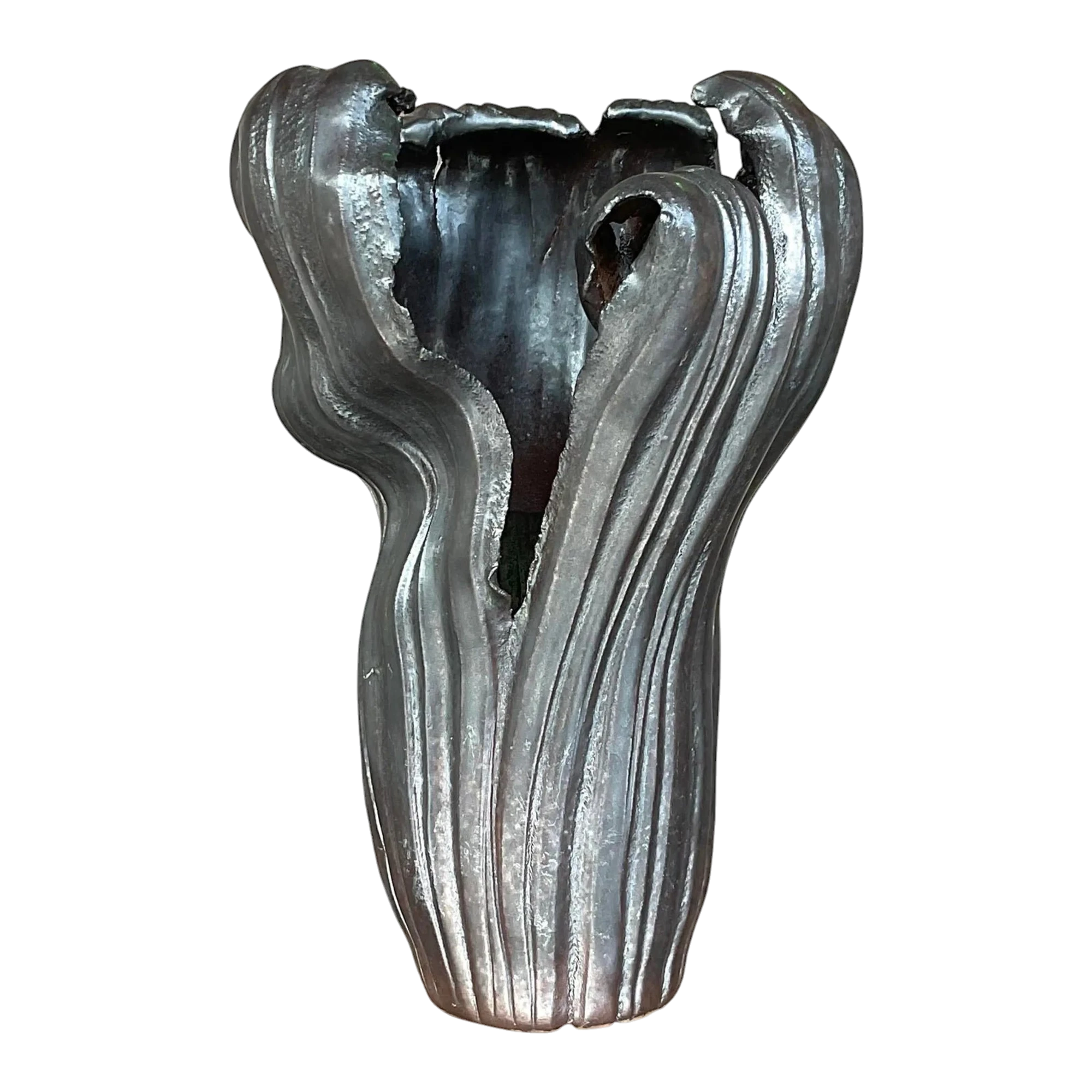 Vintage Boho Signed Studio Pottery Vase - Pottery, 7W x 12.25H