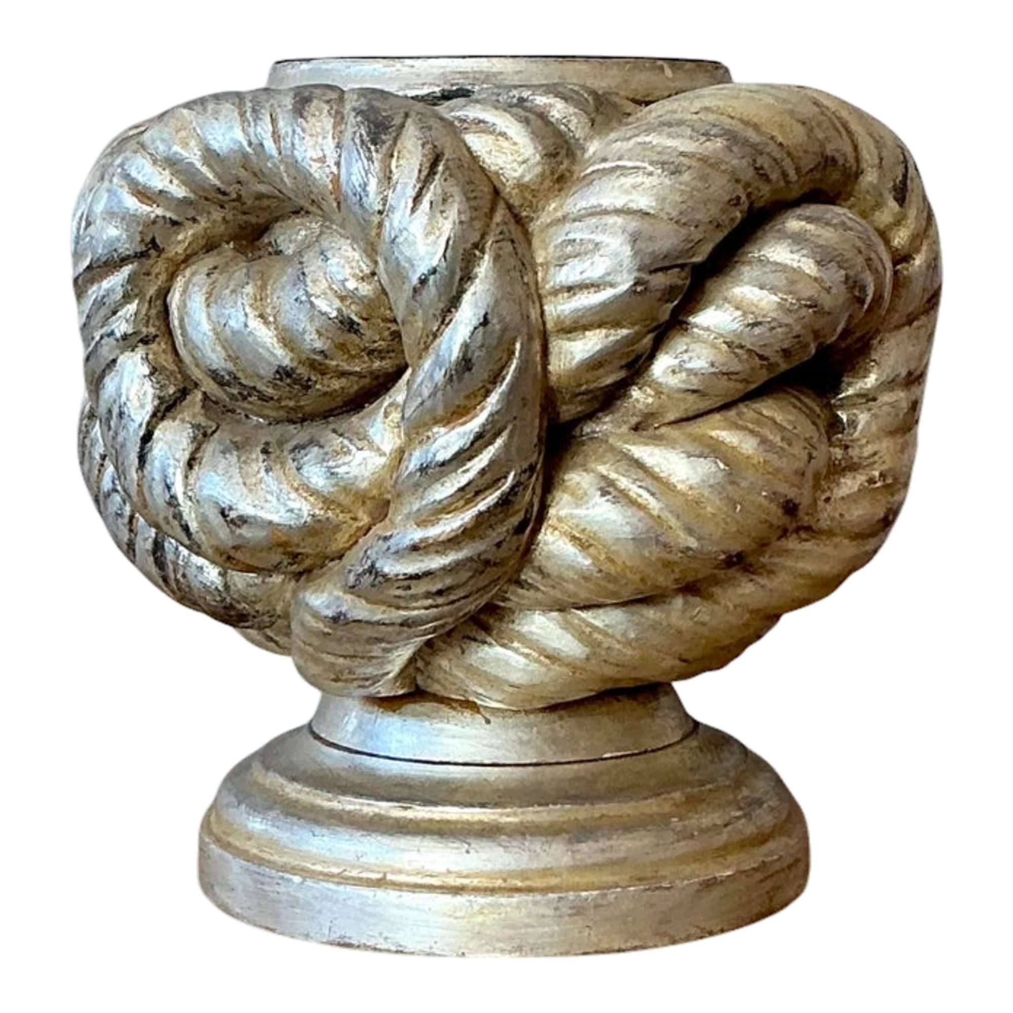 Vintage Boho Silver Leaf Knot Candlestick Holder