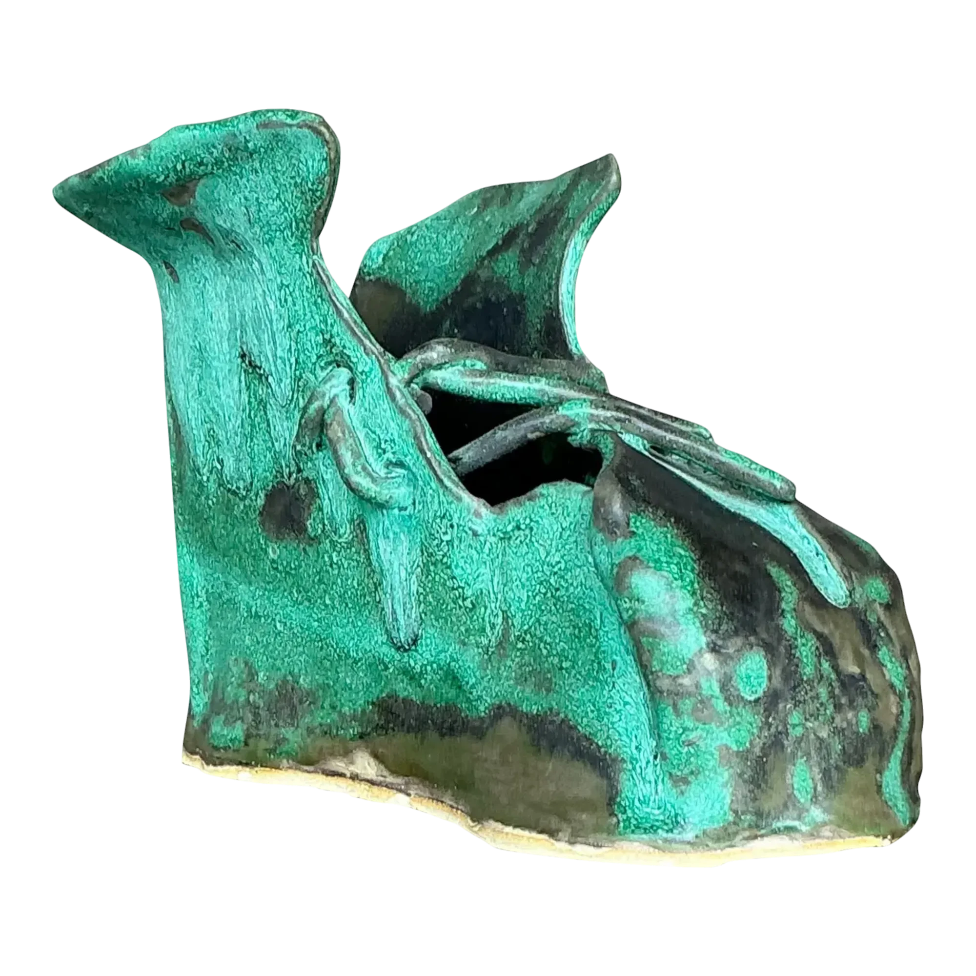 Vintage Boho Slab Built Studio Pottery Shoe Sculpture Z