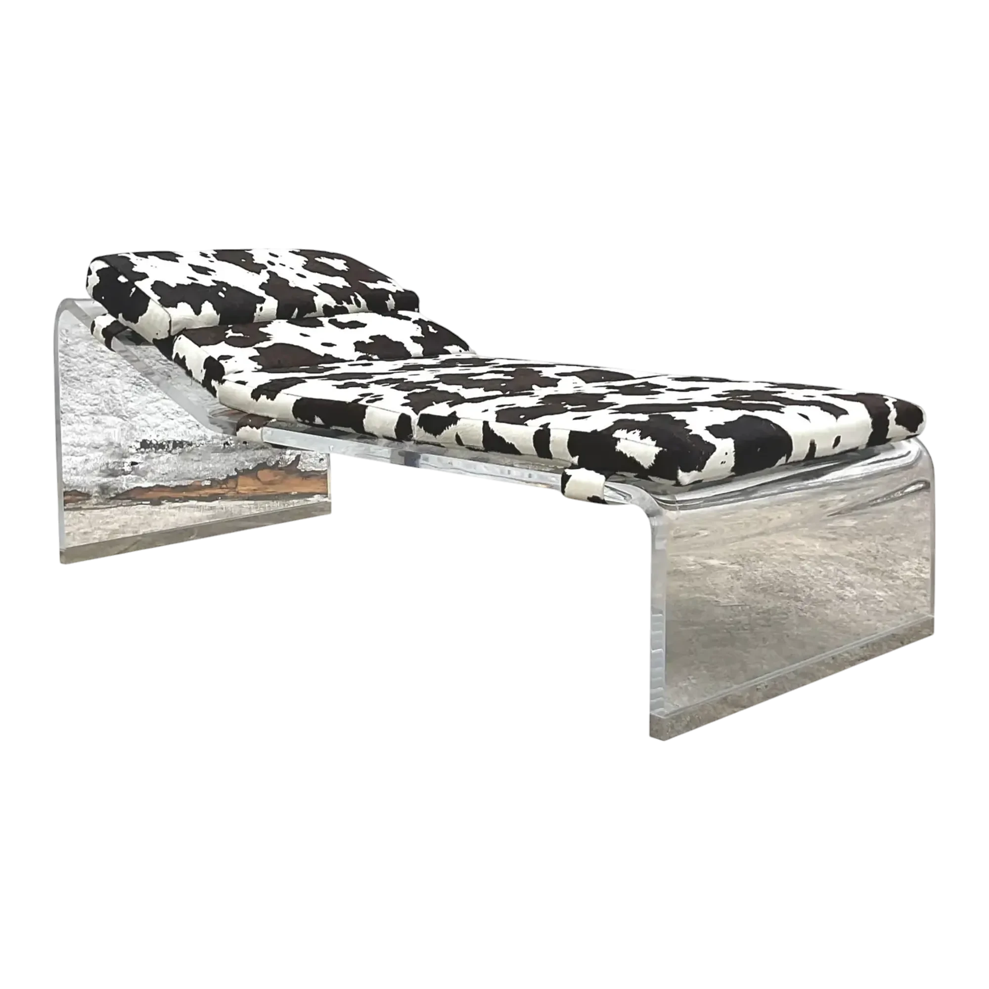Vintage Boho Slab Lucite Chaise Lounge