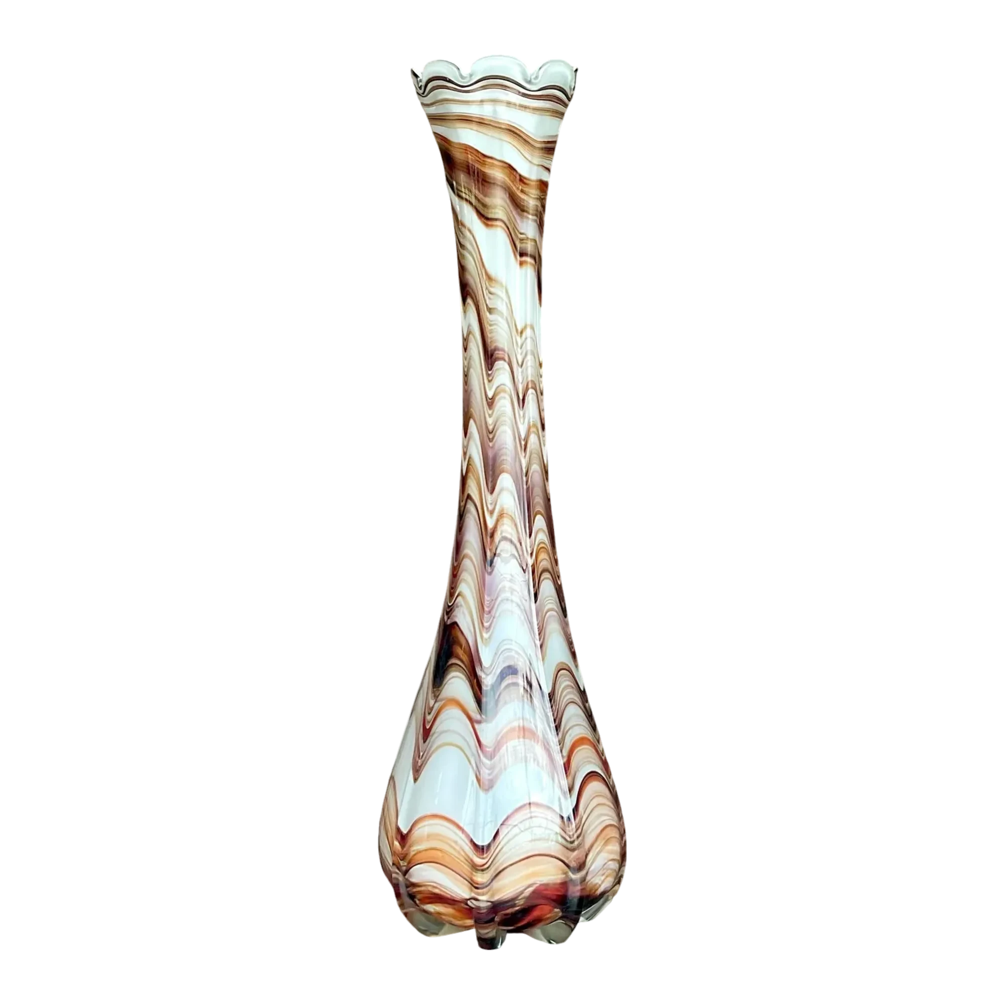 Vintage Boho Slag Glass Swirl Vase