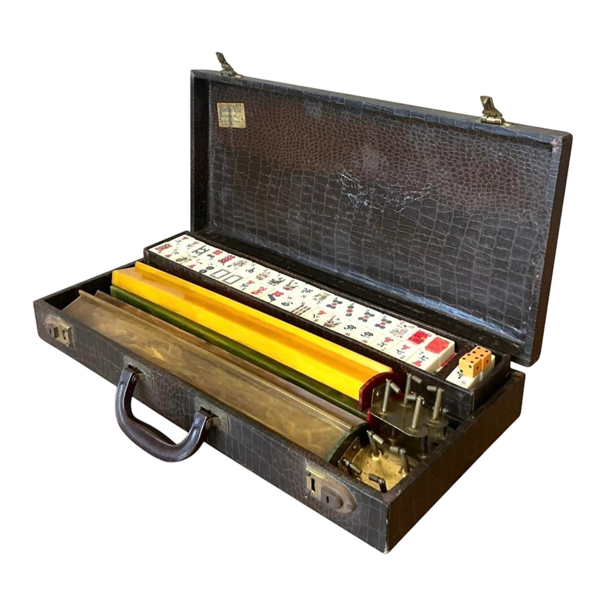Vintage Boho Stamped Croc Mahjong Set