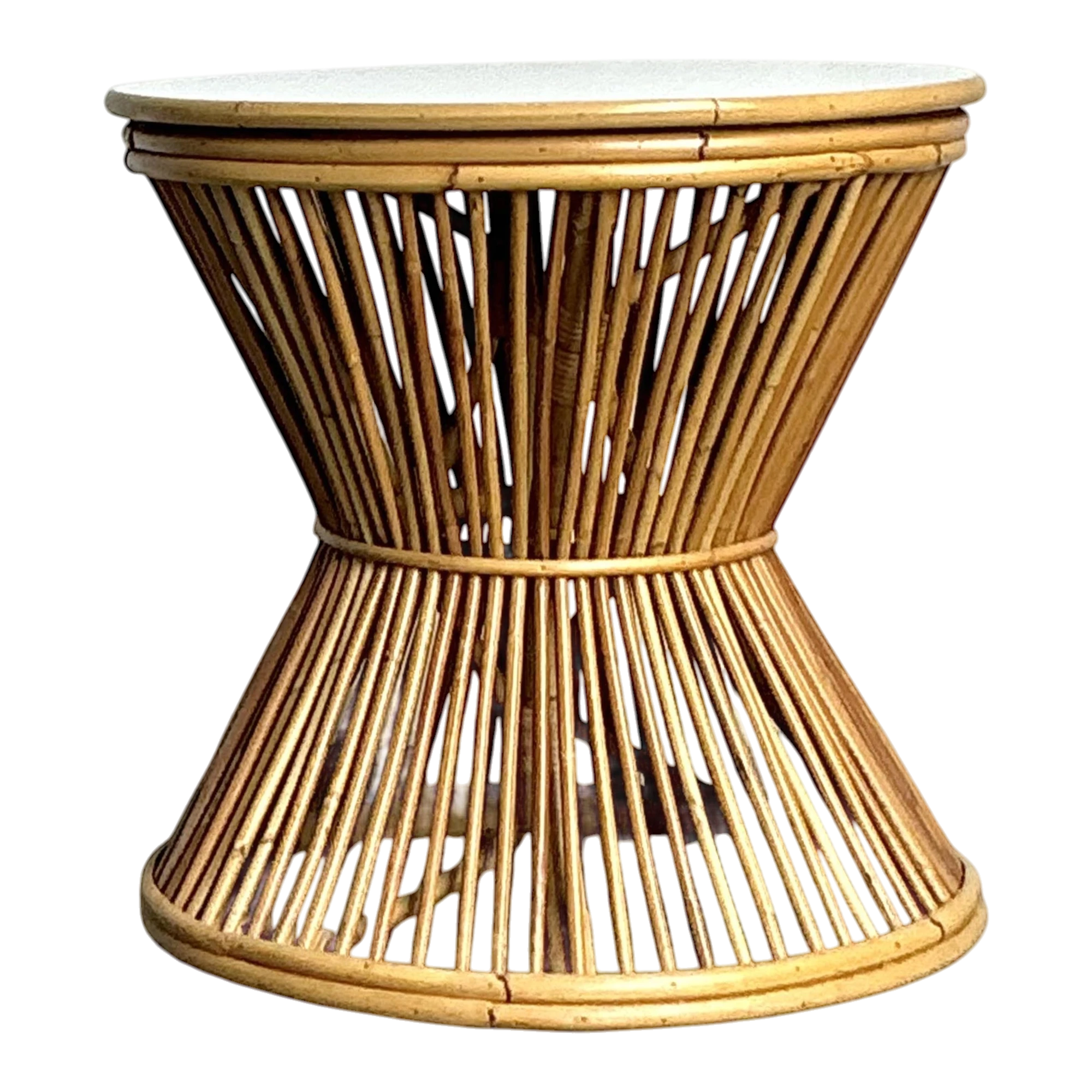 Vintage Boho Stick Rattan Side Table