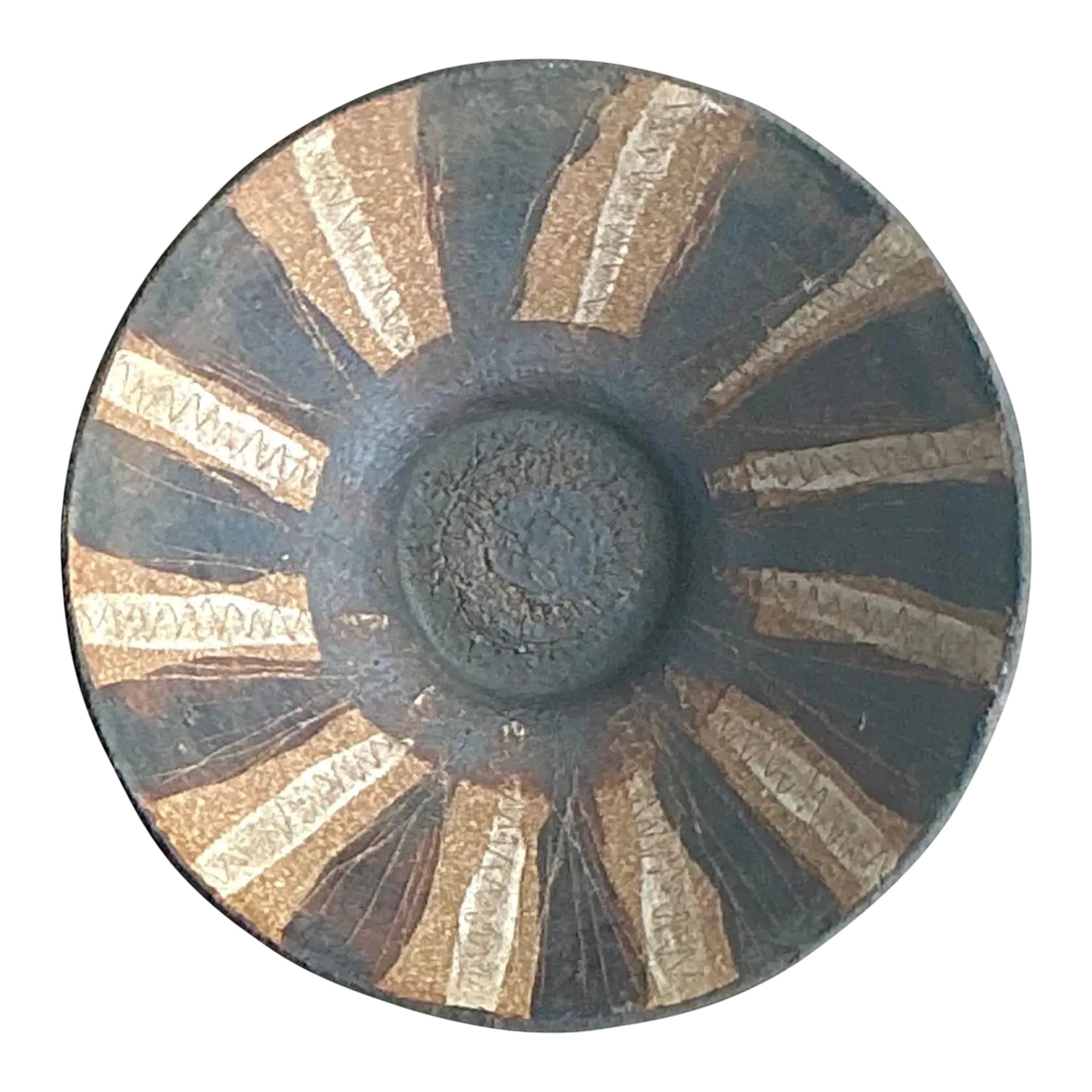Vintage Boho Striped Studio Pottery Bowl - Pottery, 5.25W x 2.25H