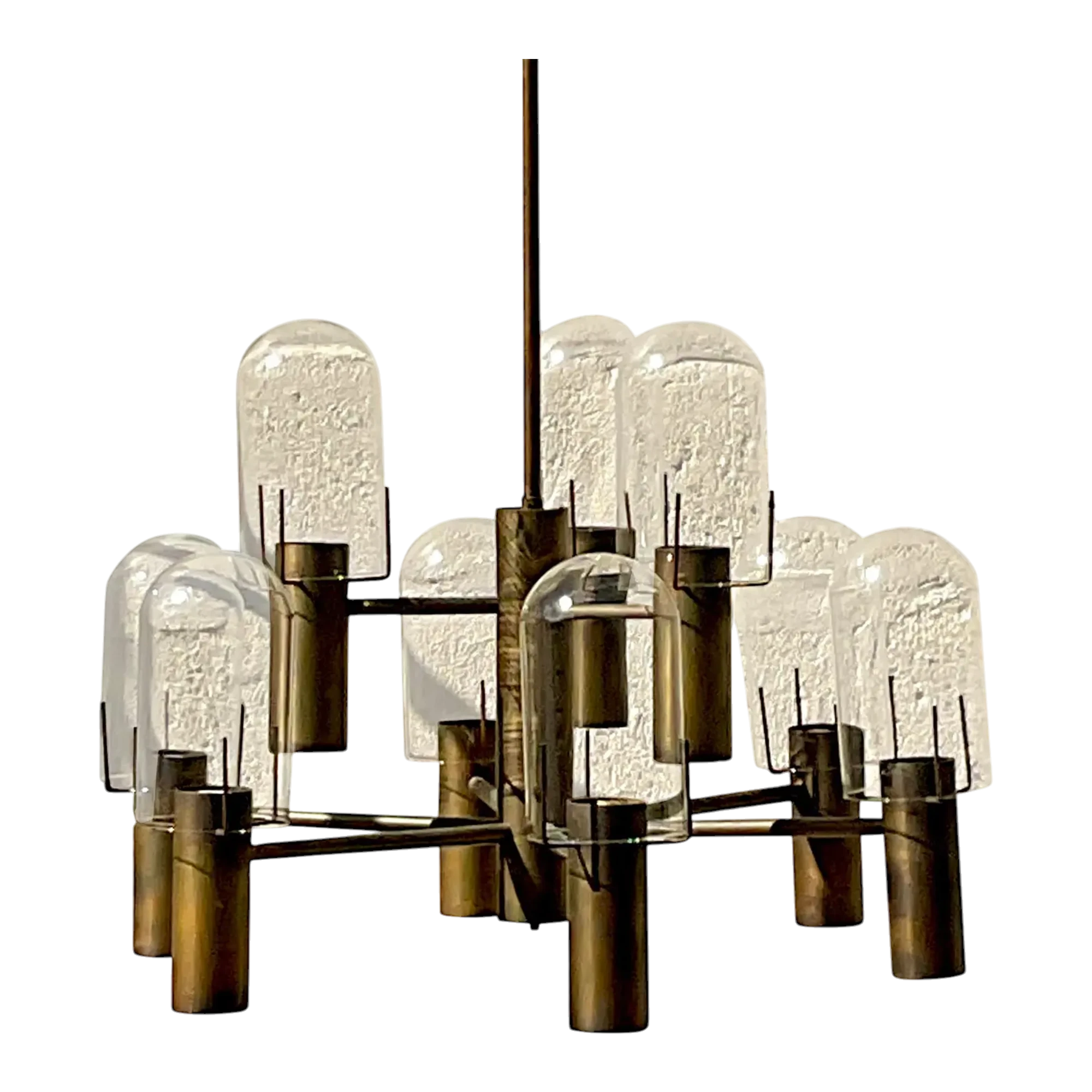 Vintage Boho Stuart Barnes for Robert Long Burnished Brass Chandelier