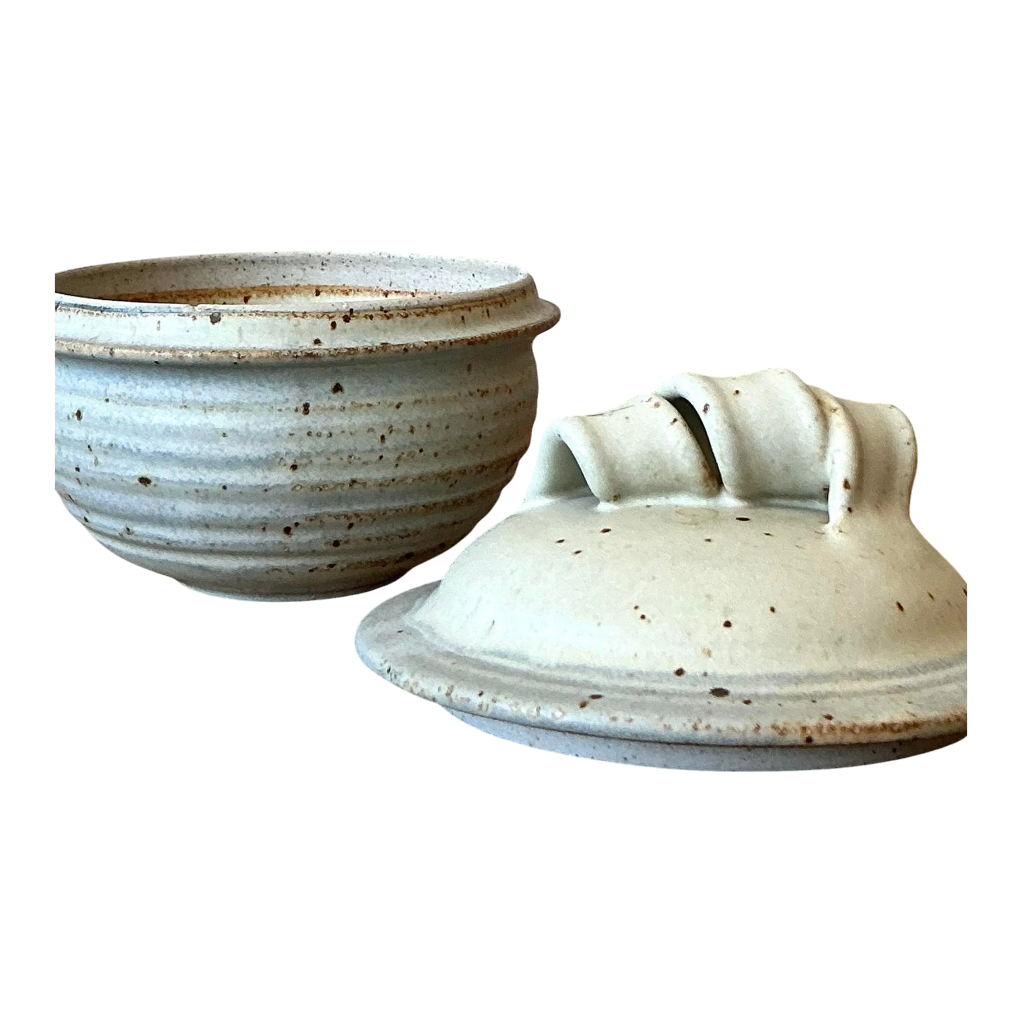 Vintage Boho Studio Pottery Lidded Bowl - Ceramic, 6.2W x 5.75H