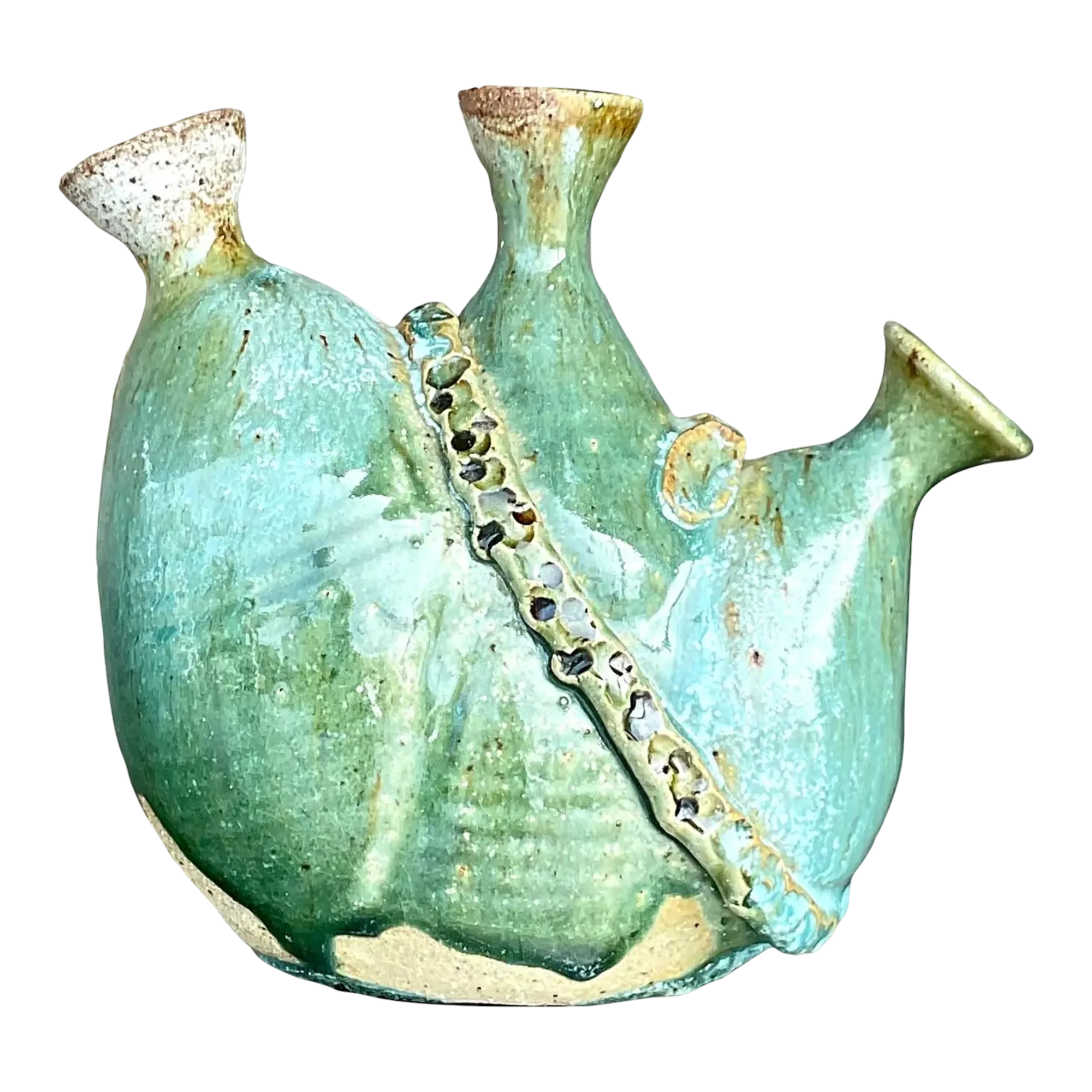 Vintage Boho Studio Pottery Vase - Pottery, 6.25W x 5.75H