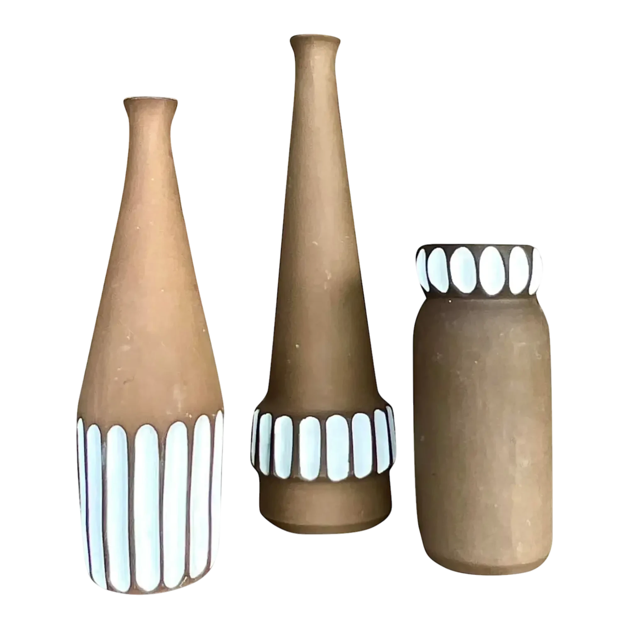Vintage Boho Studio Pottery Vases - Set of 3