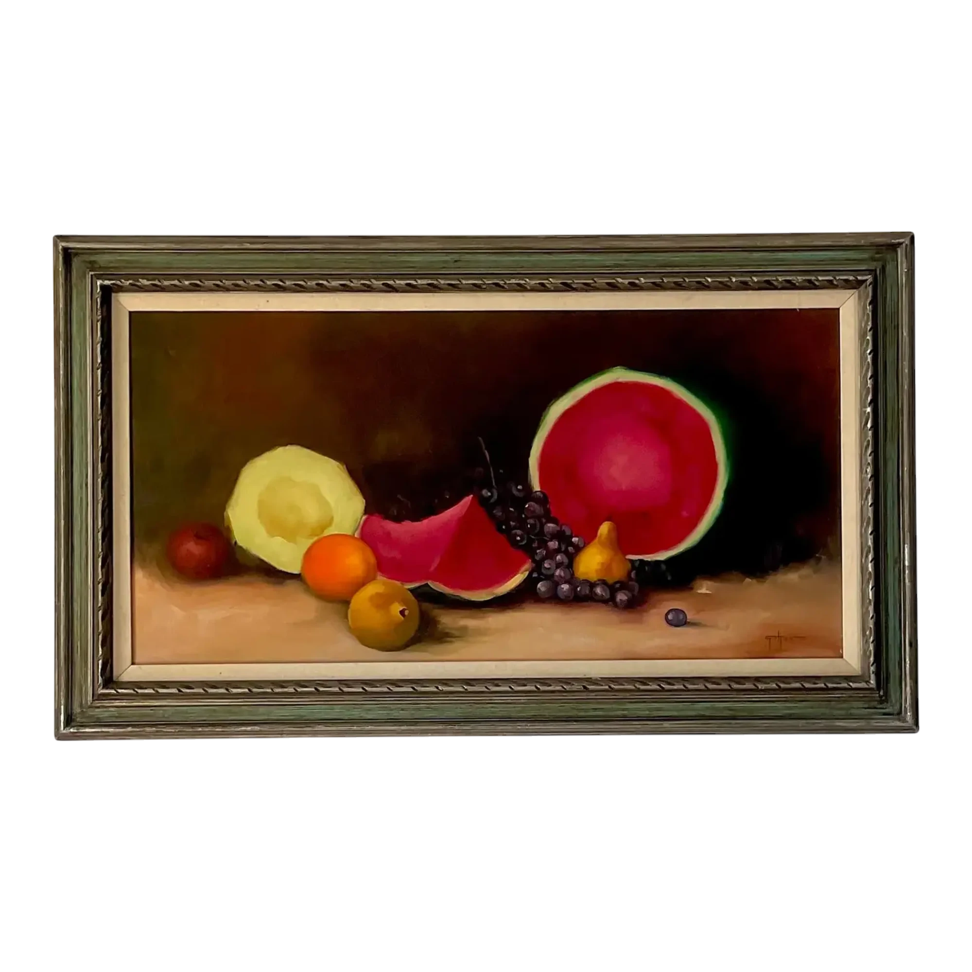 Vintage Boho Tabletop Still Life Signed Original Oil on Canvas