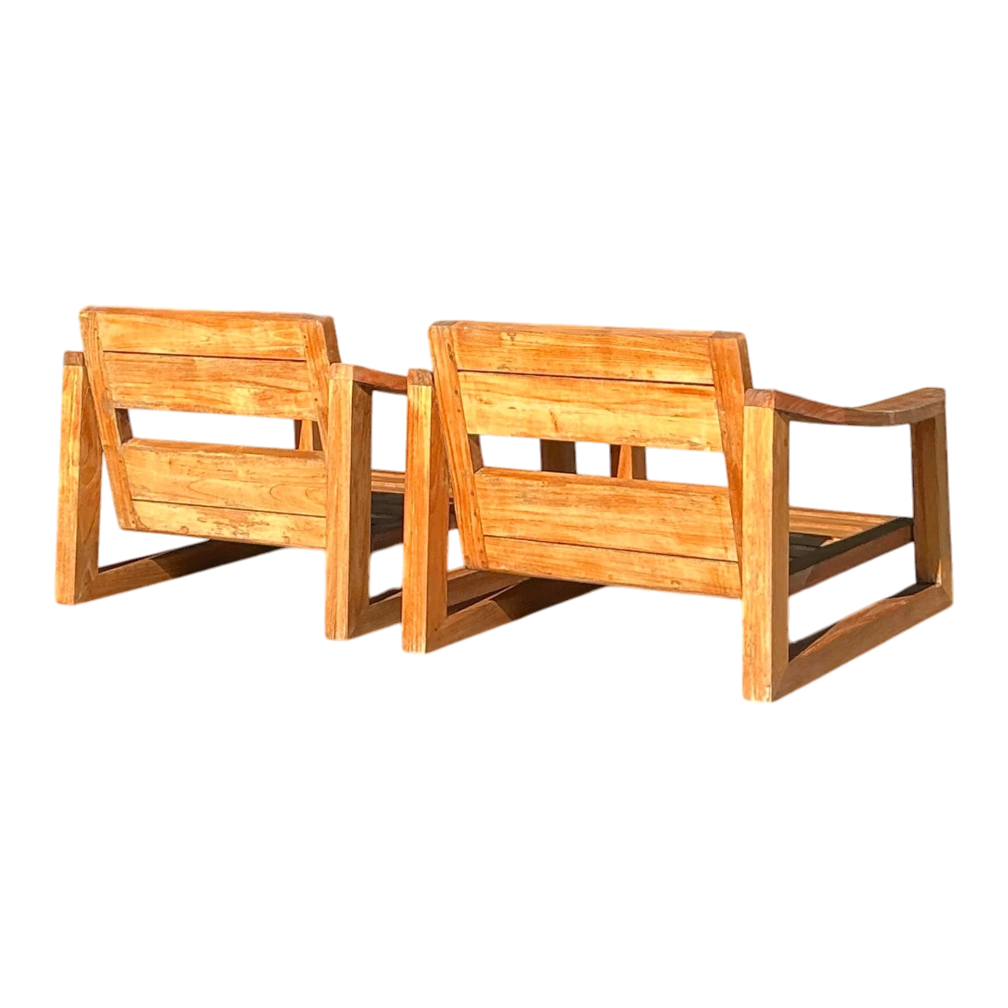 Vintage Boho Teak Lounge Chairs - A Pair