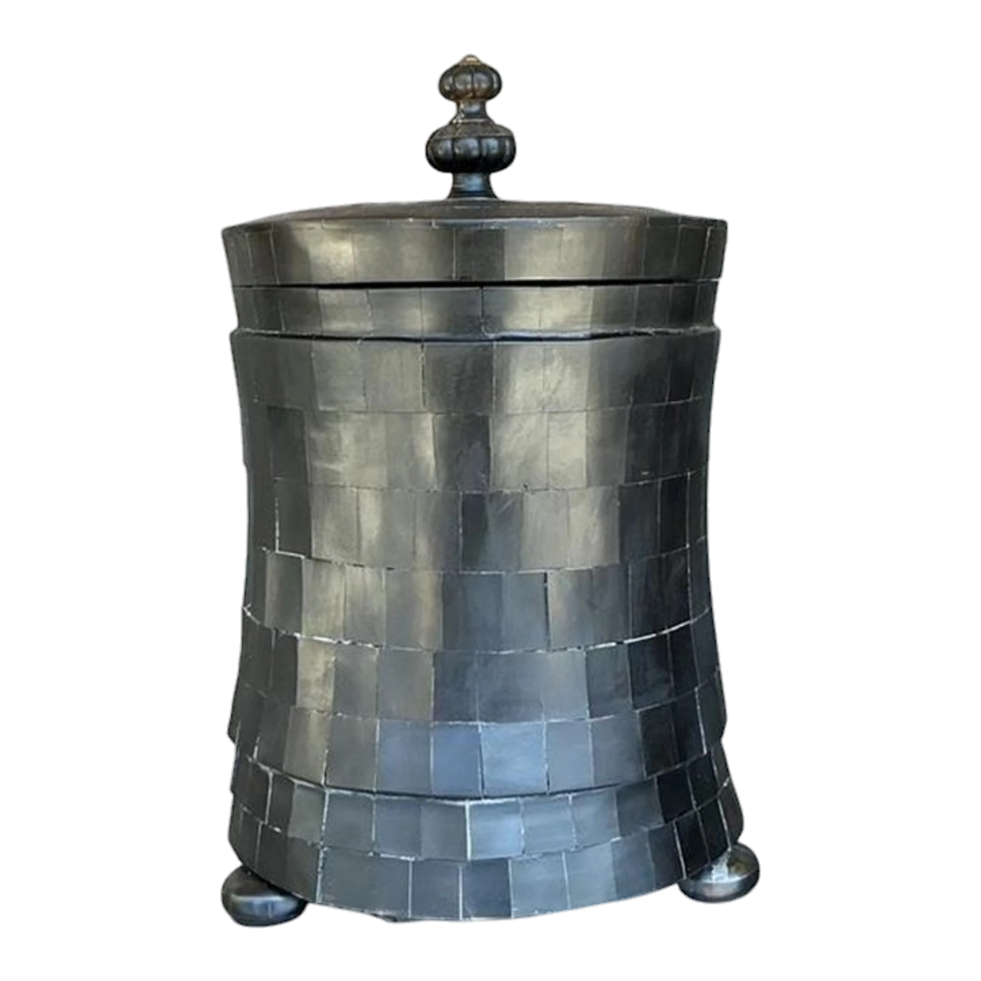 Vintage Boho Tessellated Horn Lidded Urn