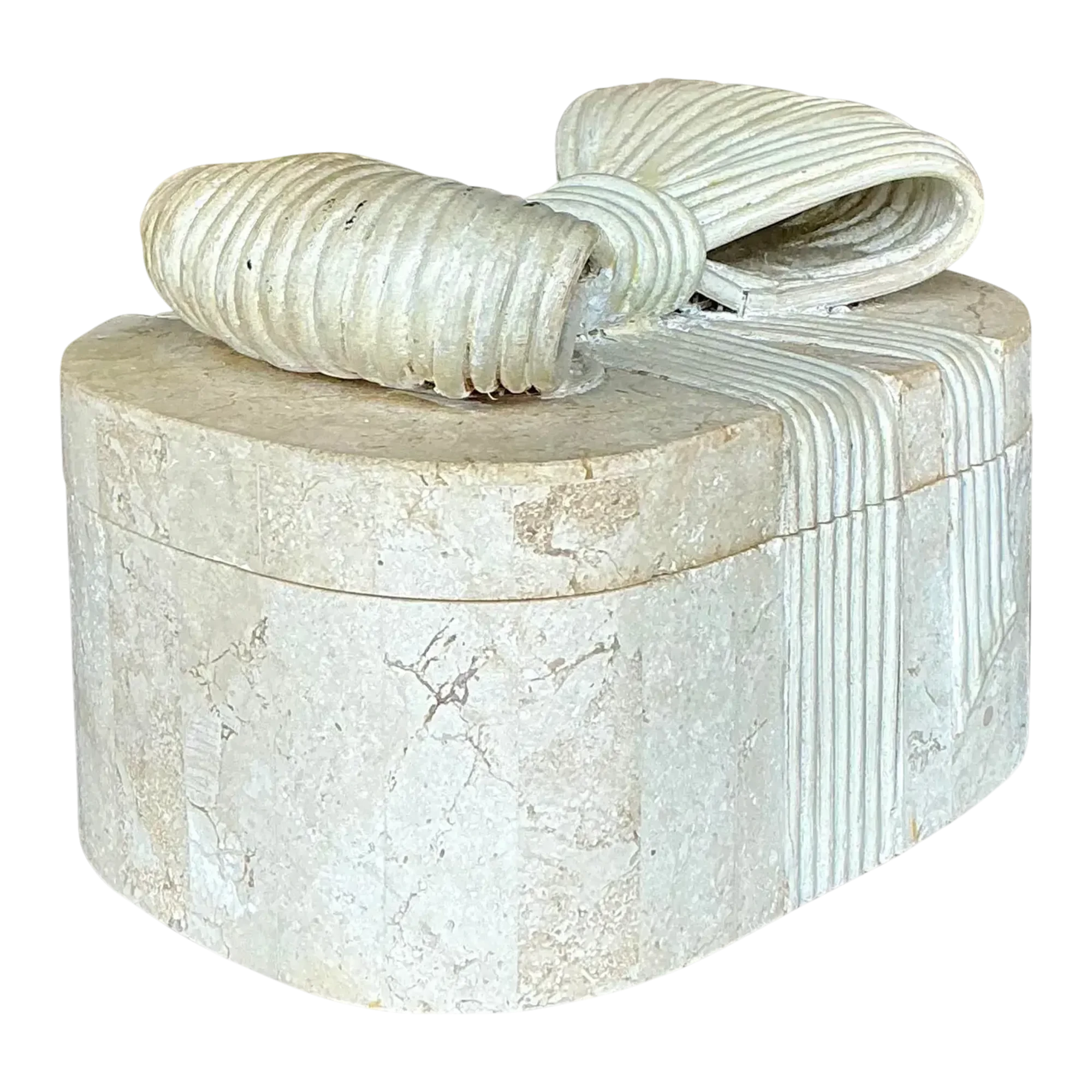 Vintage Boho Tessellated Stone and Reed Box