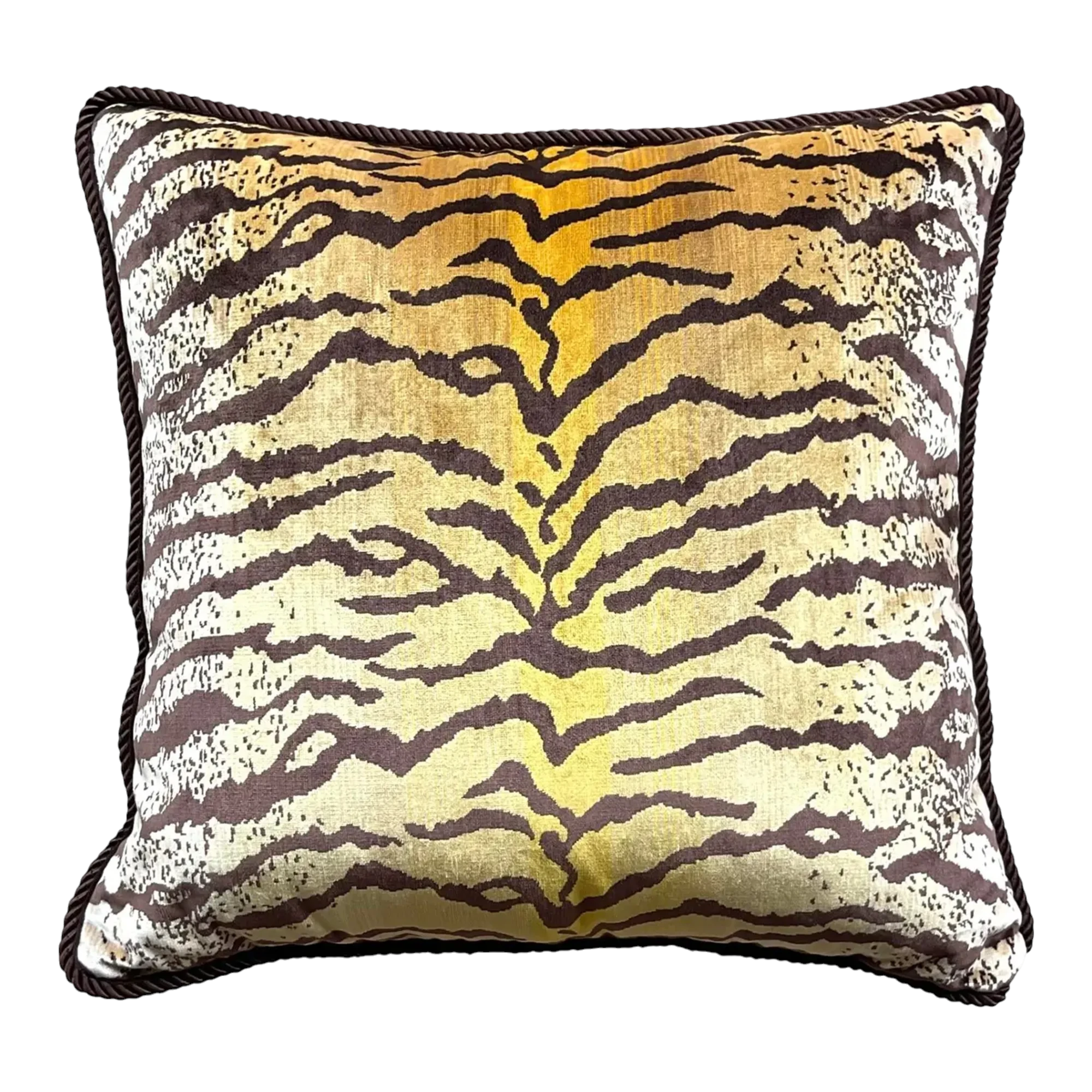 Vintage Boho Tiger Throw Pillow After Scalamandre