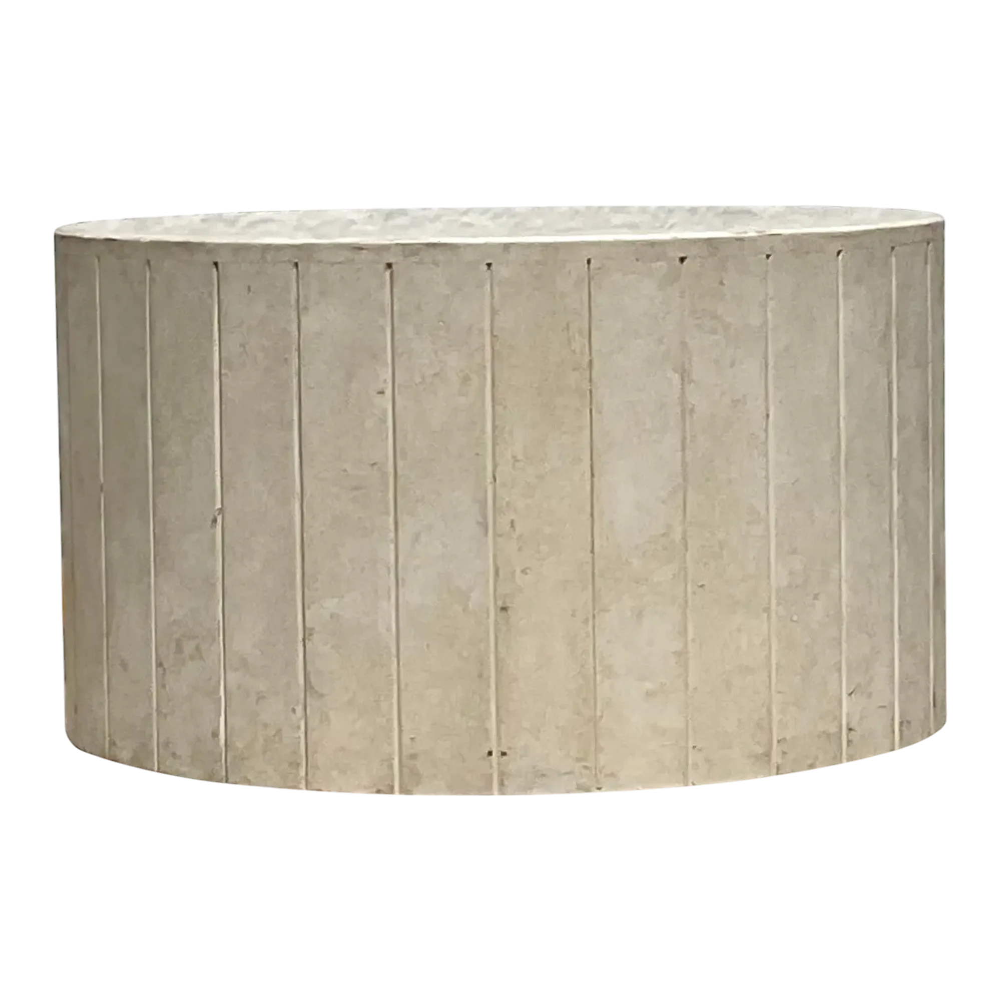 Vintage Boho Travertine Drum Coffee Table