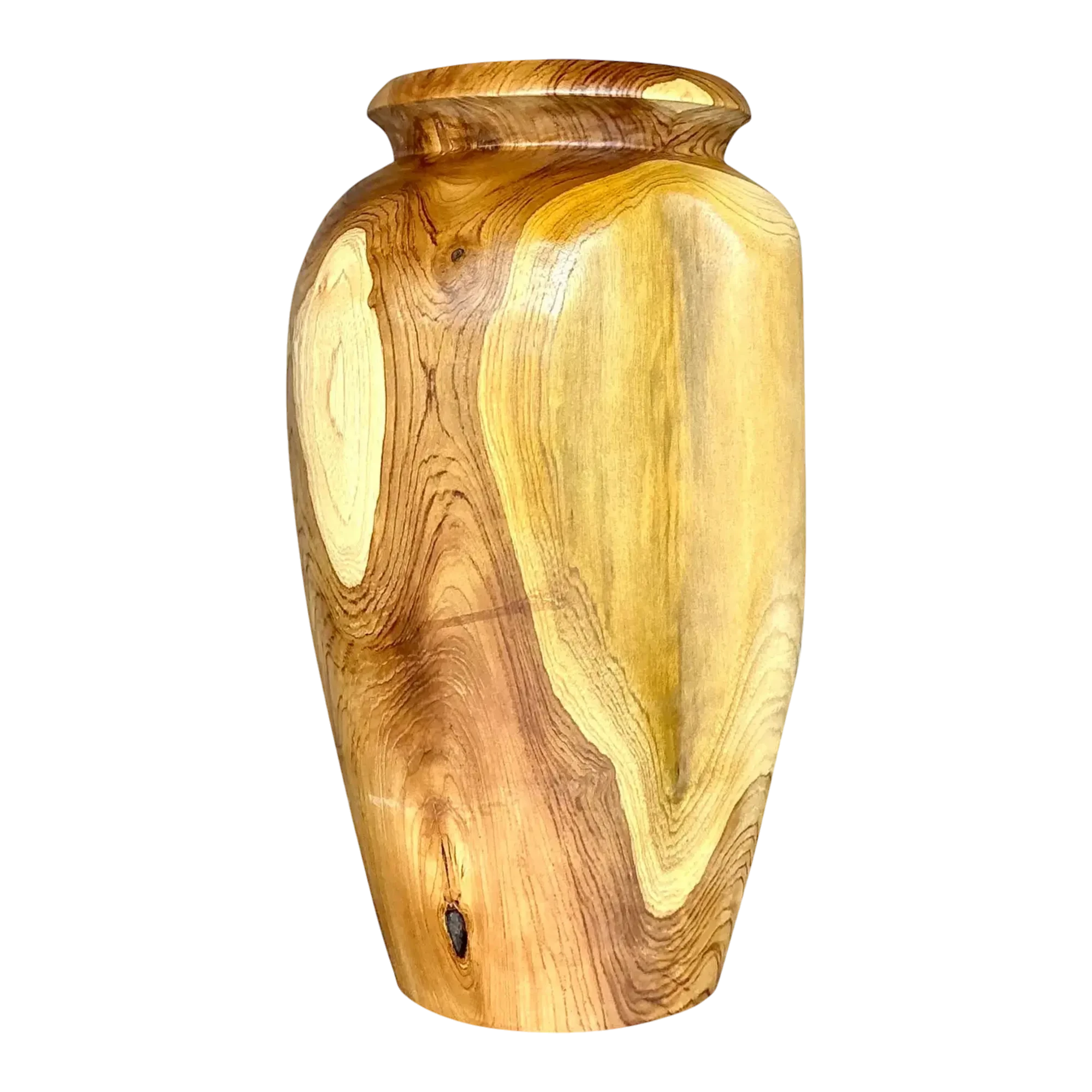 Vintage Boho Turned Wood Tall Vase