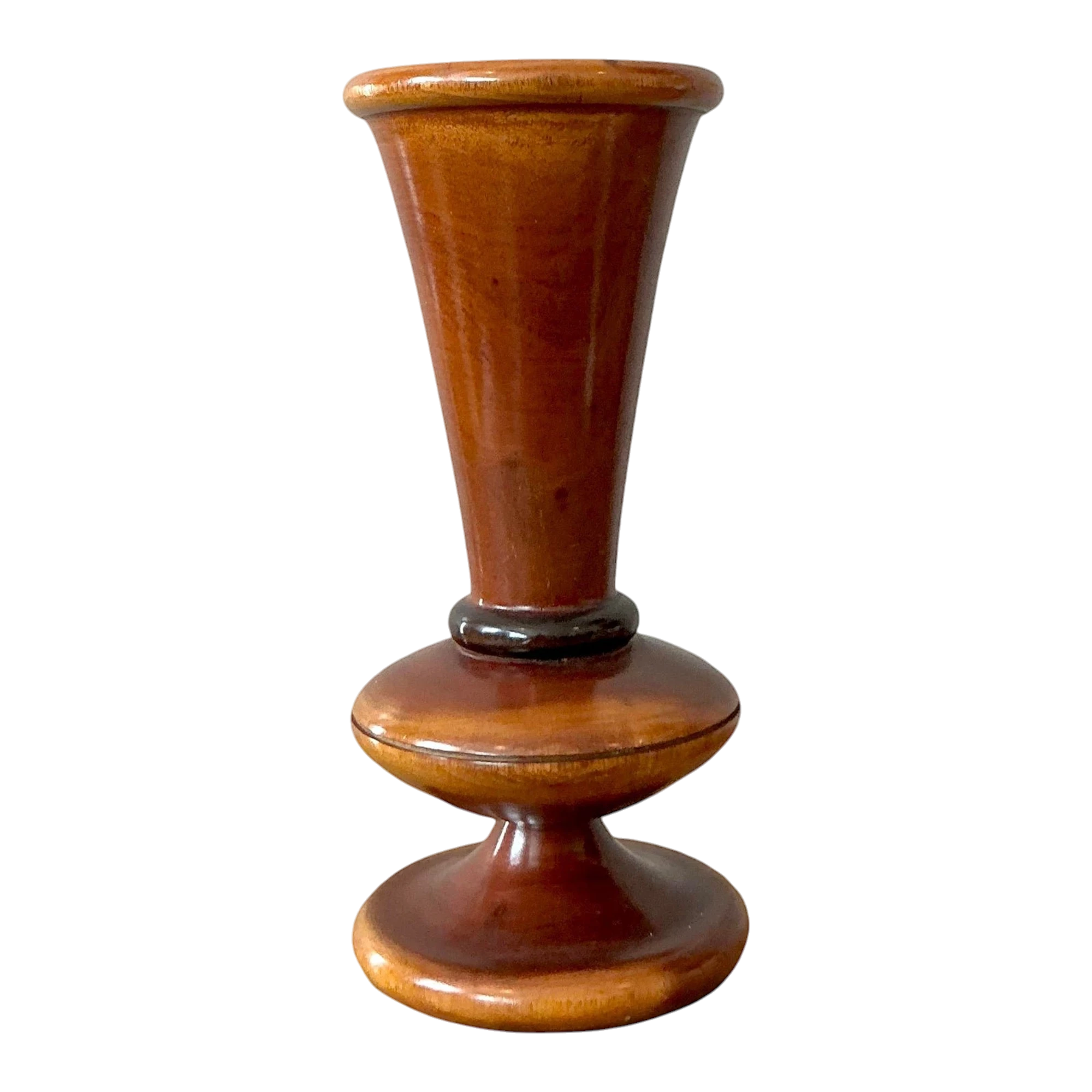Vintage Boho Turned Wood Vase