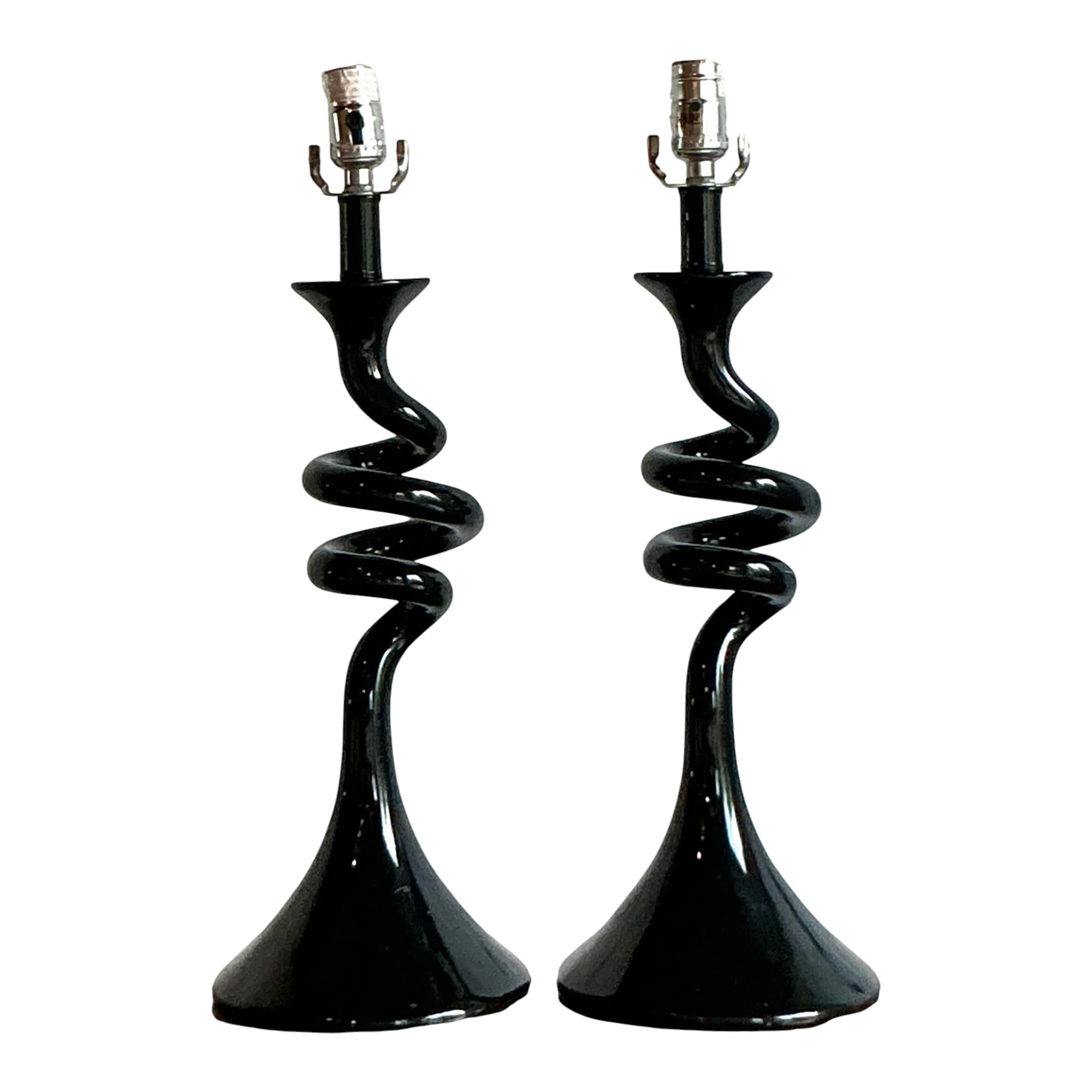 Vintage Boho Twisted Glass Lamps - A Pair