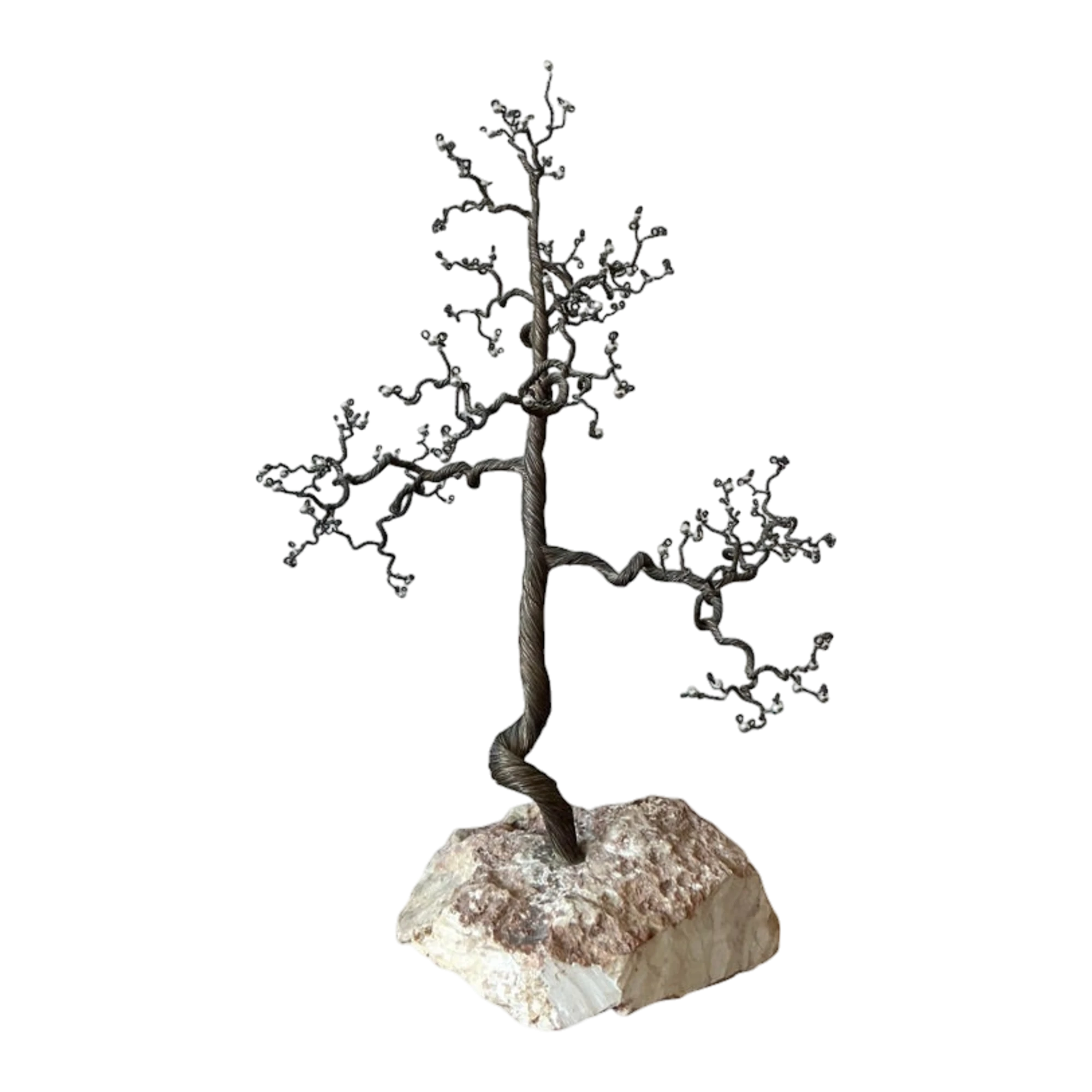 Vintage Boho Twisted Tree Sculpture With Crystal Detail