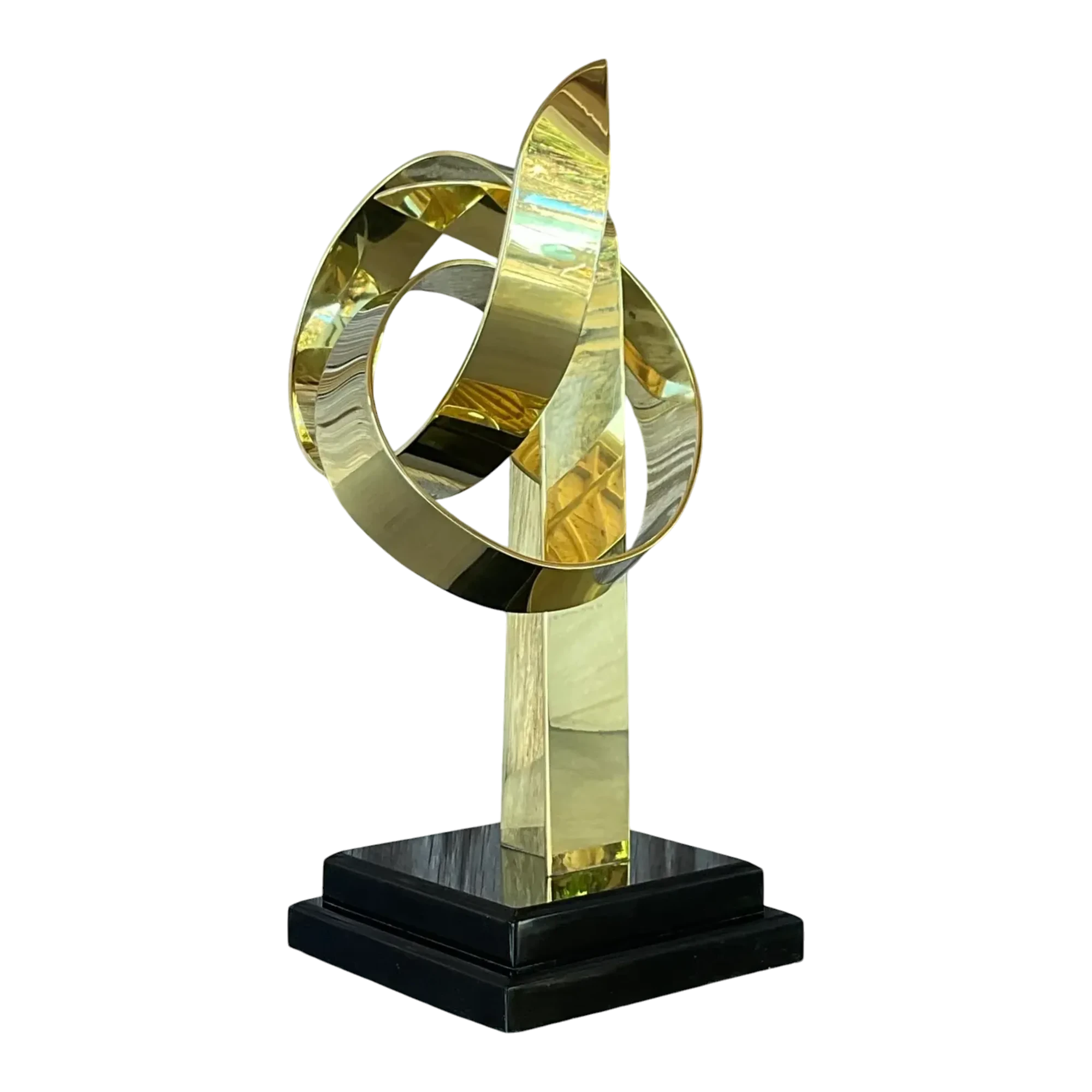 Vintage Boho Van Teal Brass Loop Sculpture