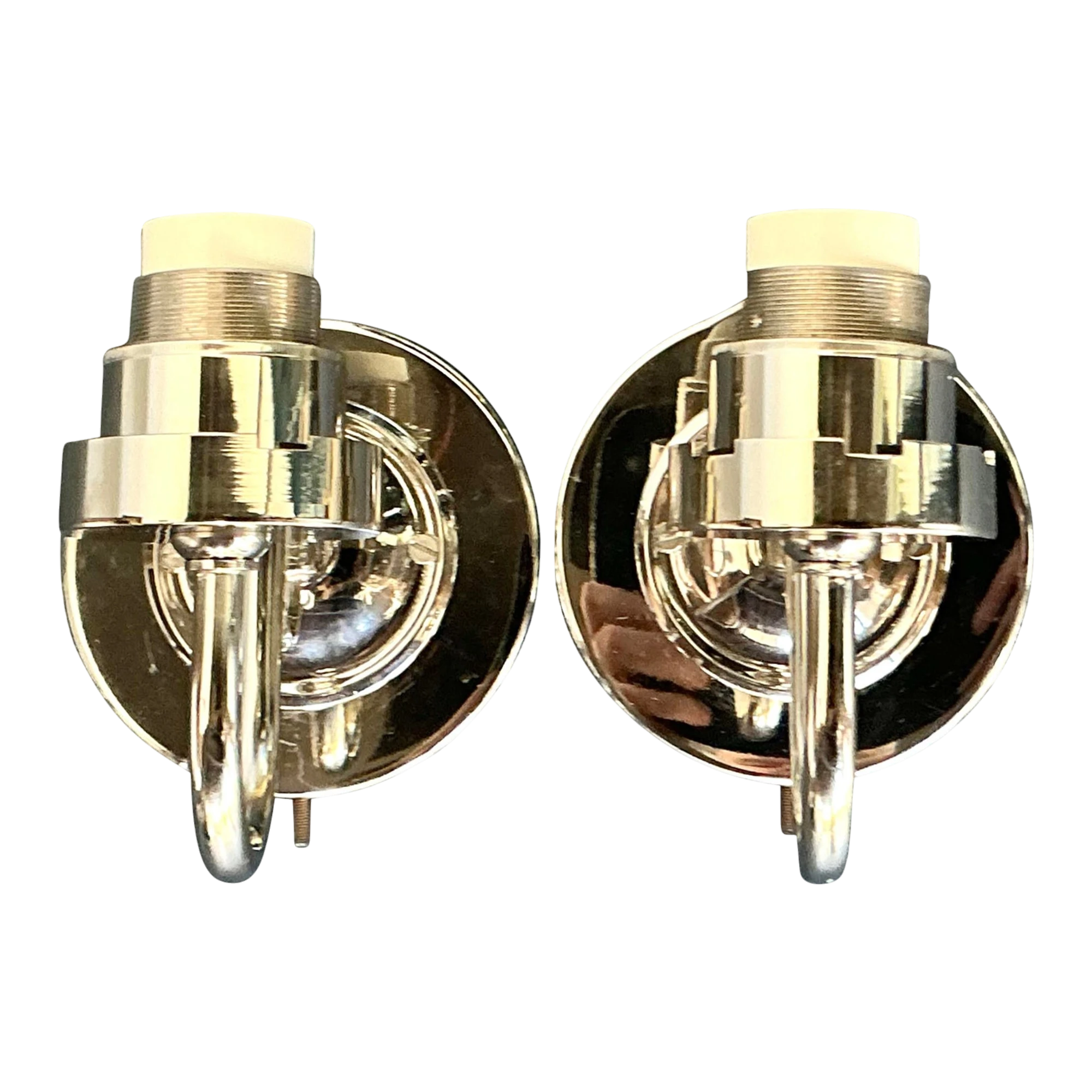 Vintage Boho Vaughan Polished Nickel Light Sconce - A Pair