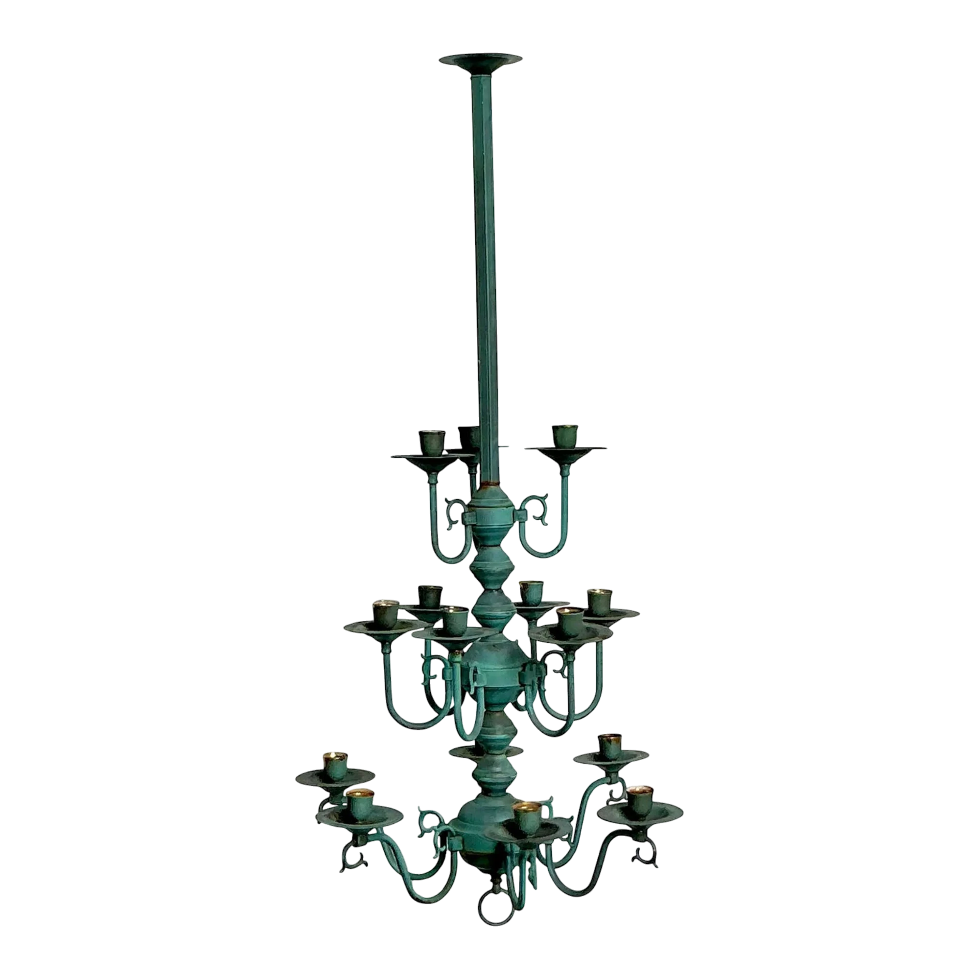 Vintage Boho Verdigris 15 Arm Chandelier