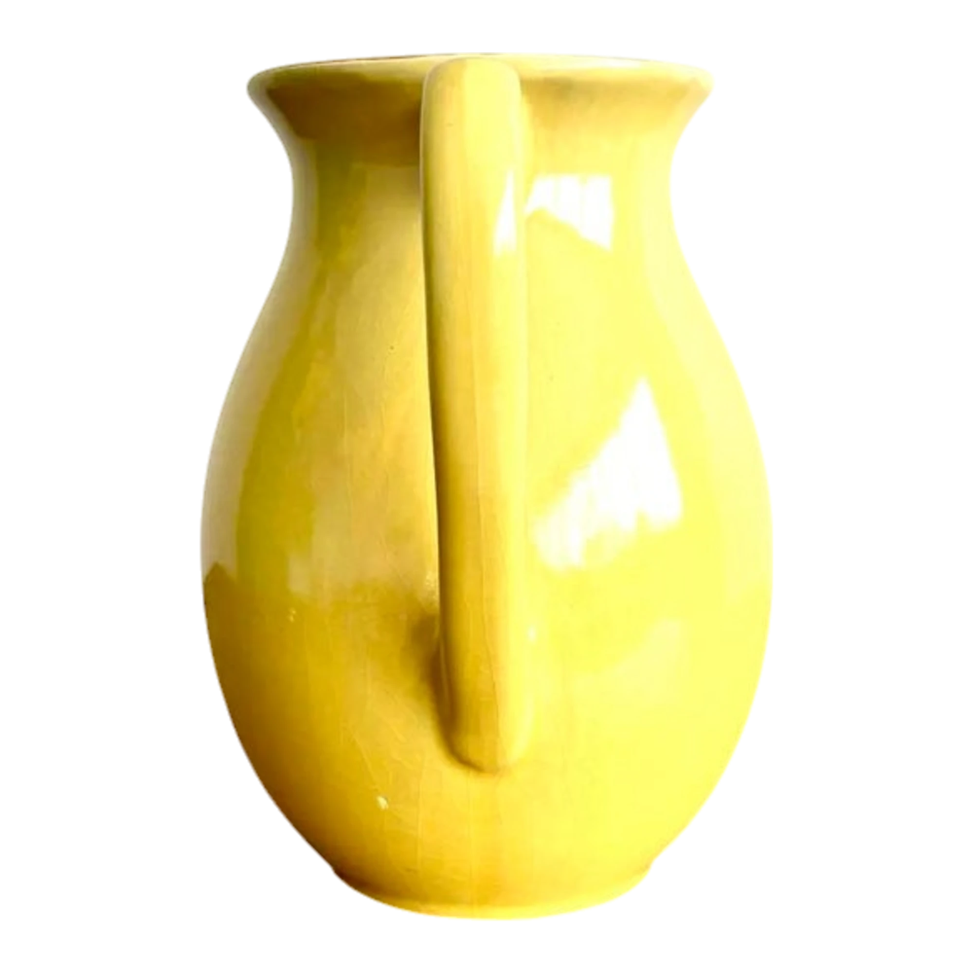 Vintage Boho Vibrant Yellow Glazed Ceramic Vase