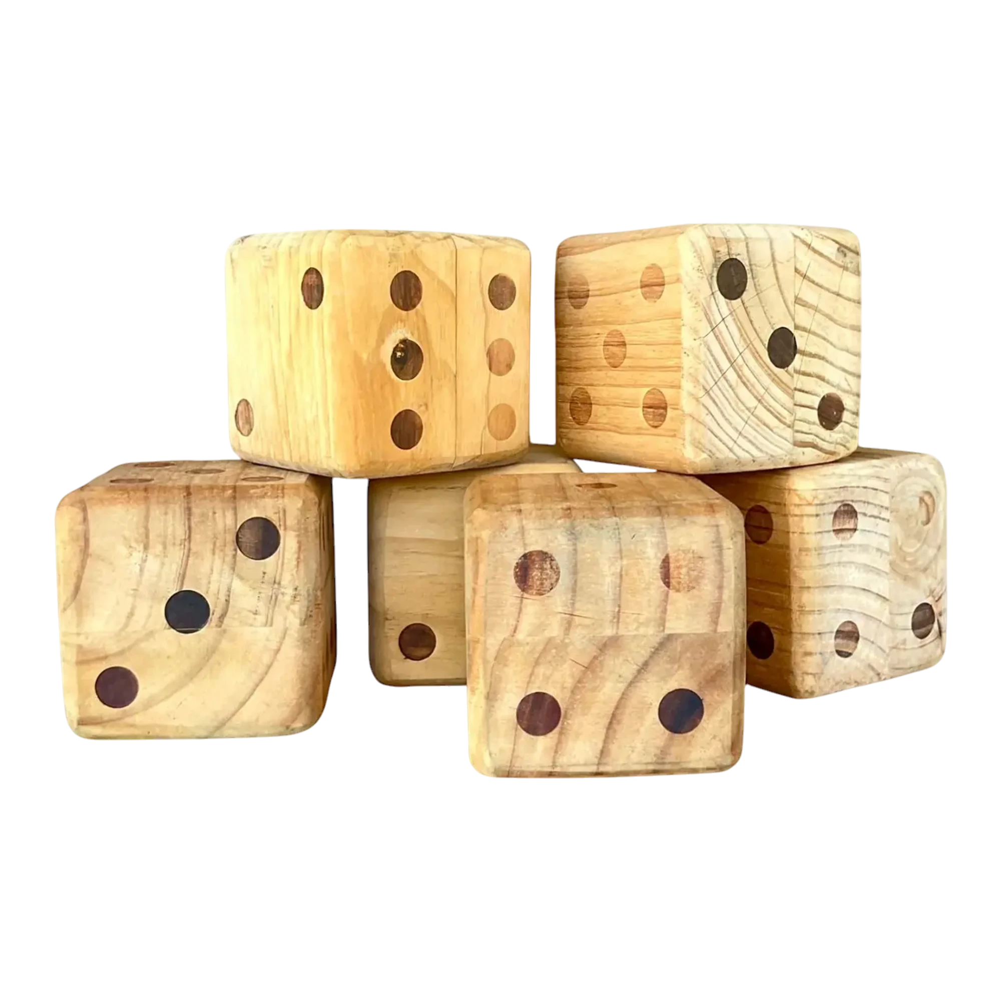 Vintage Boho Wood Block Set of 6 Dice