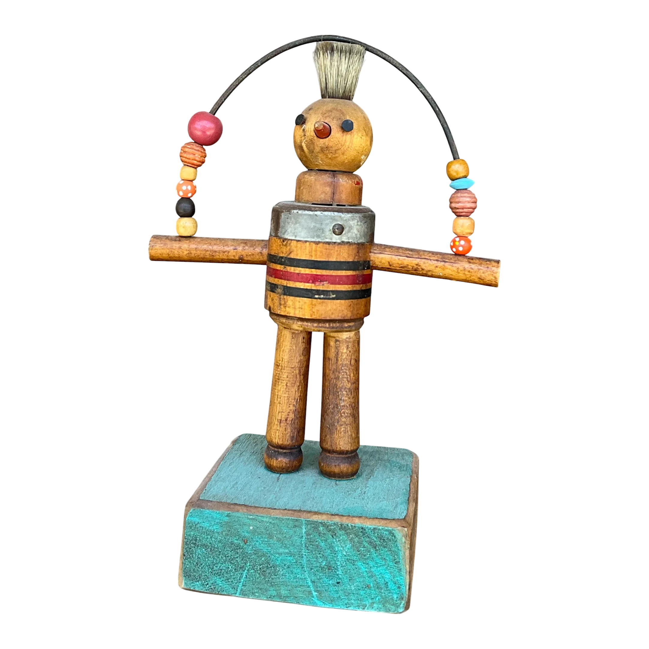 Vintage Boho Wood Carved Playful Figurine