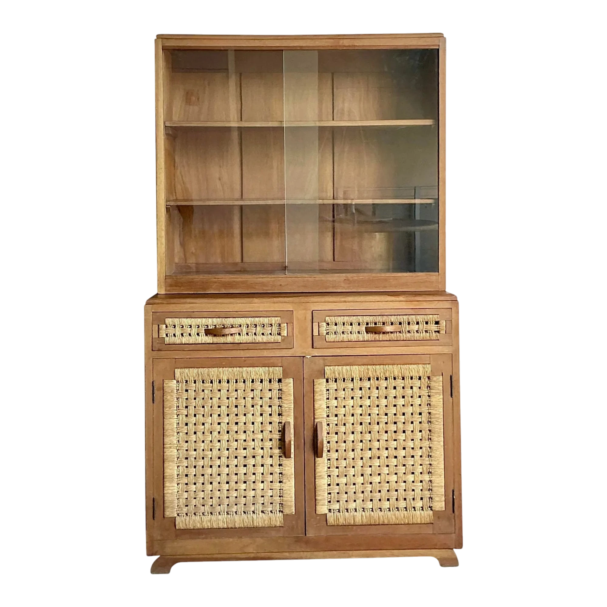 Vintage Boho Woven Rattan Cabinet