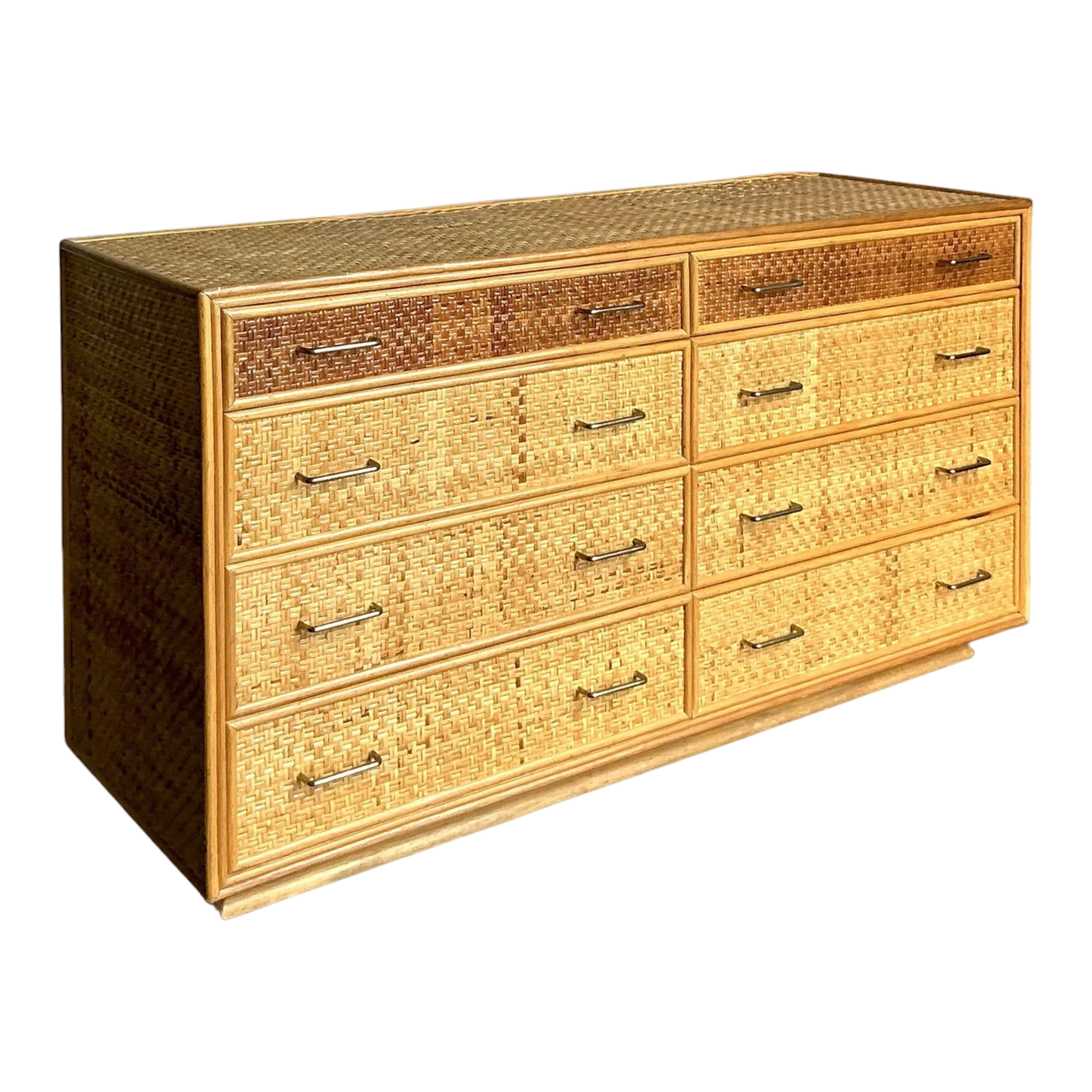 Vintage Boho Woven Rattan Dresser