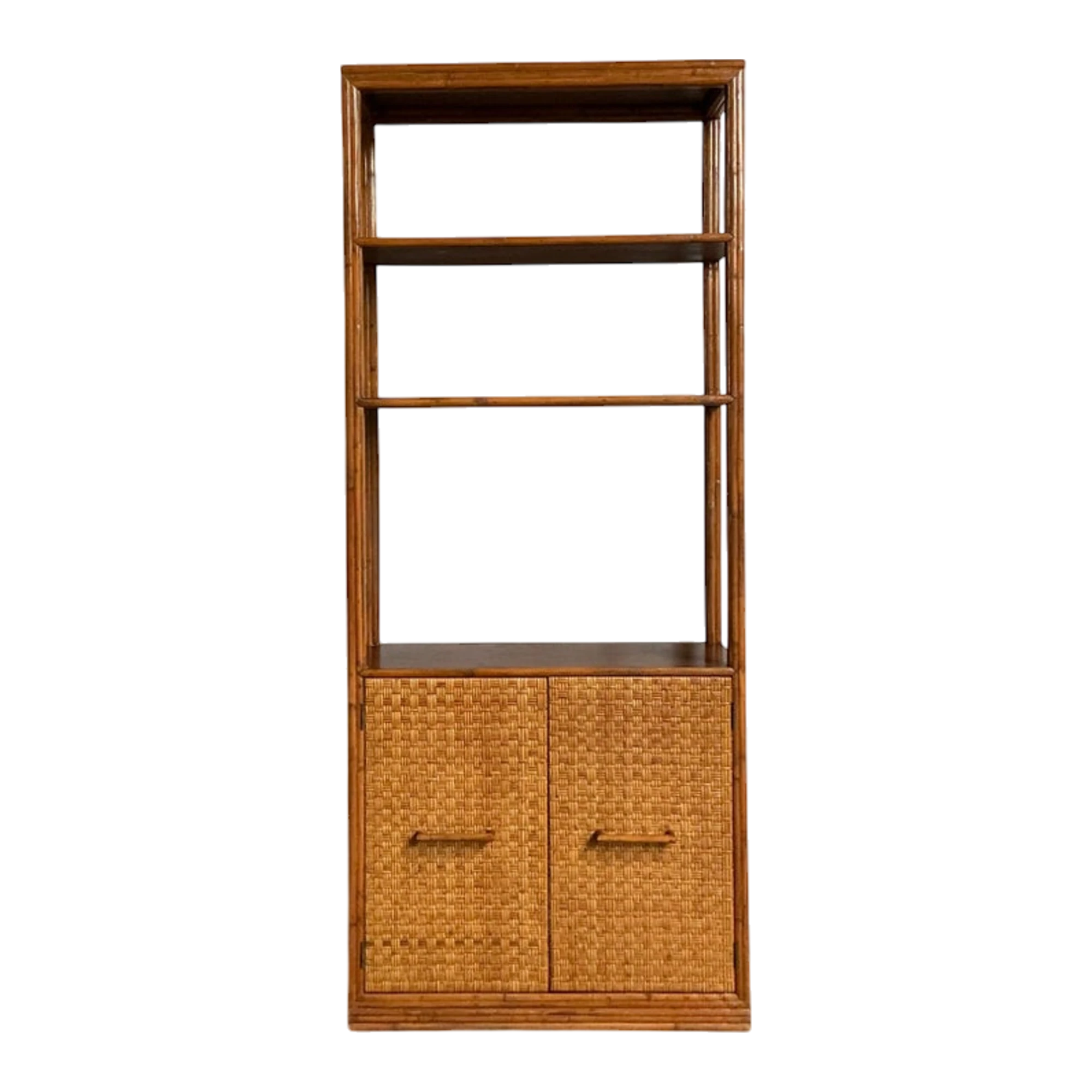 Vintage Boho Woven Rattan Etagere
