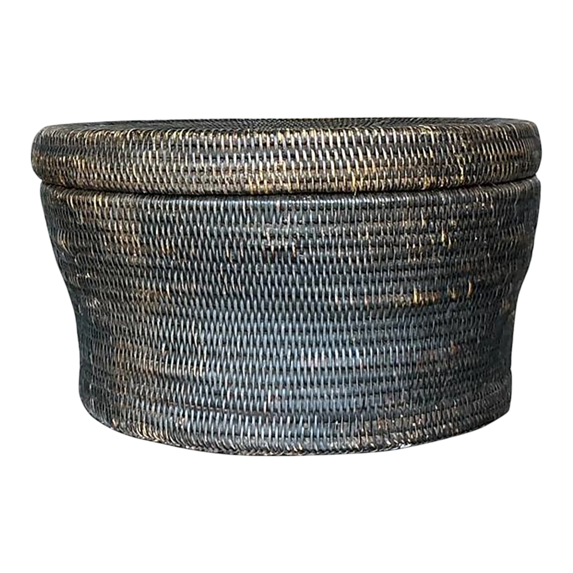 Vintage Boho Woven Rattan Lidded Basket