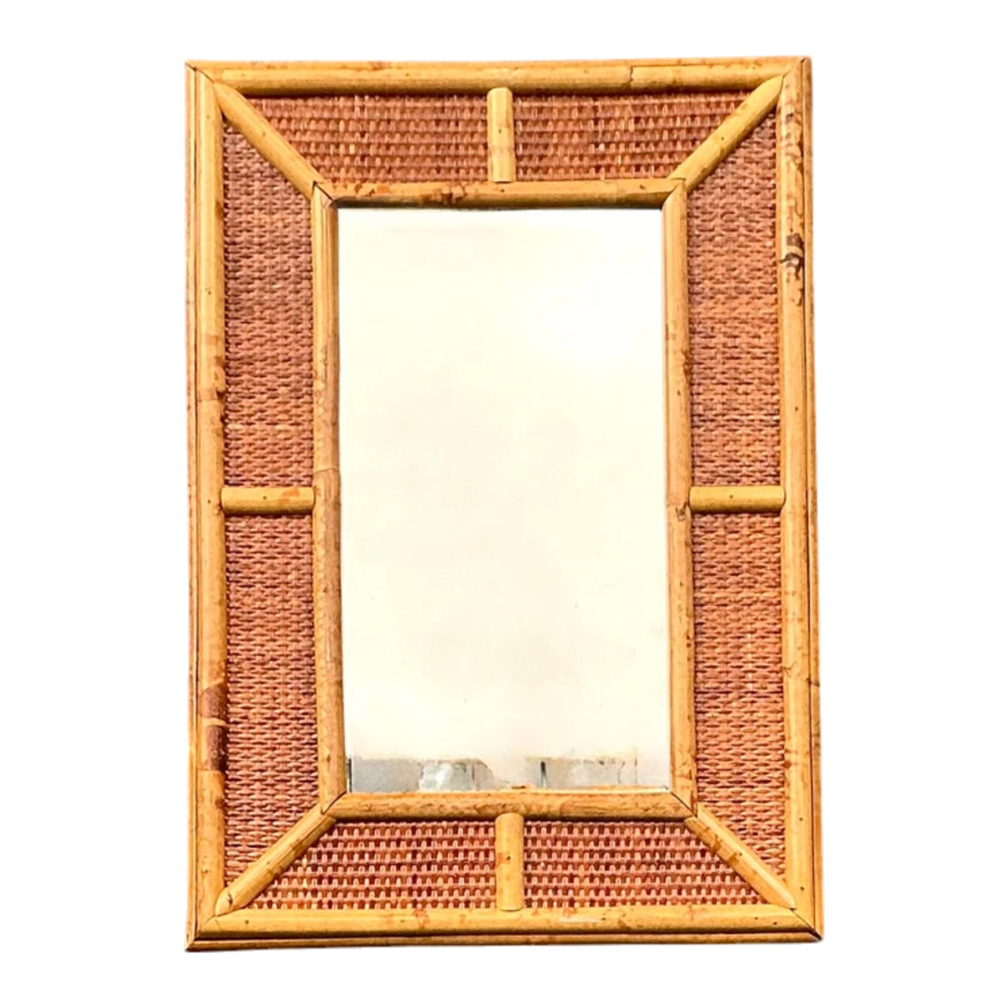 Vintage Boho Woven Rattan Mirror