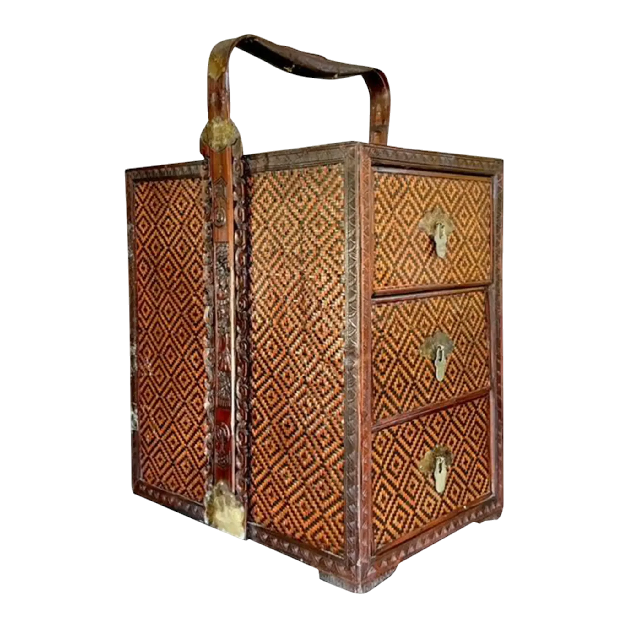 Vintage Boho Woven Rattan Wedding Chest