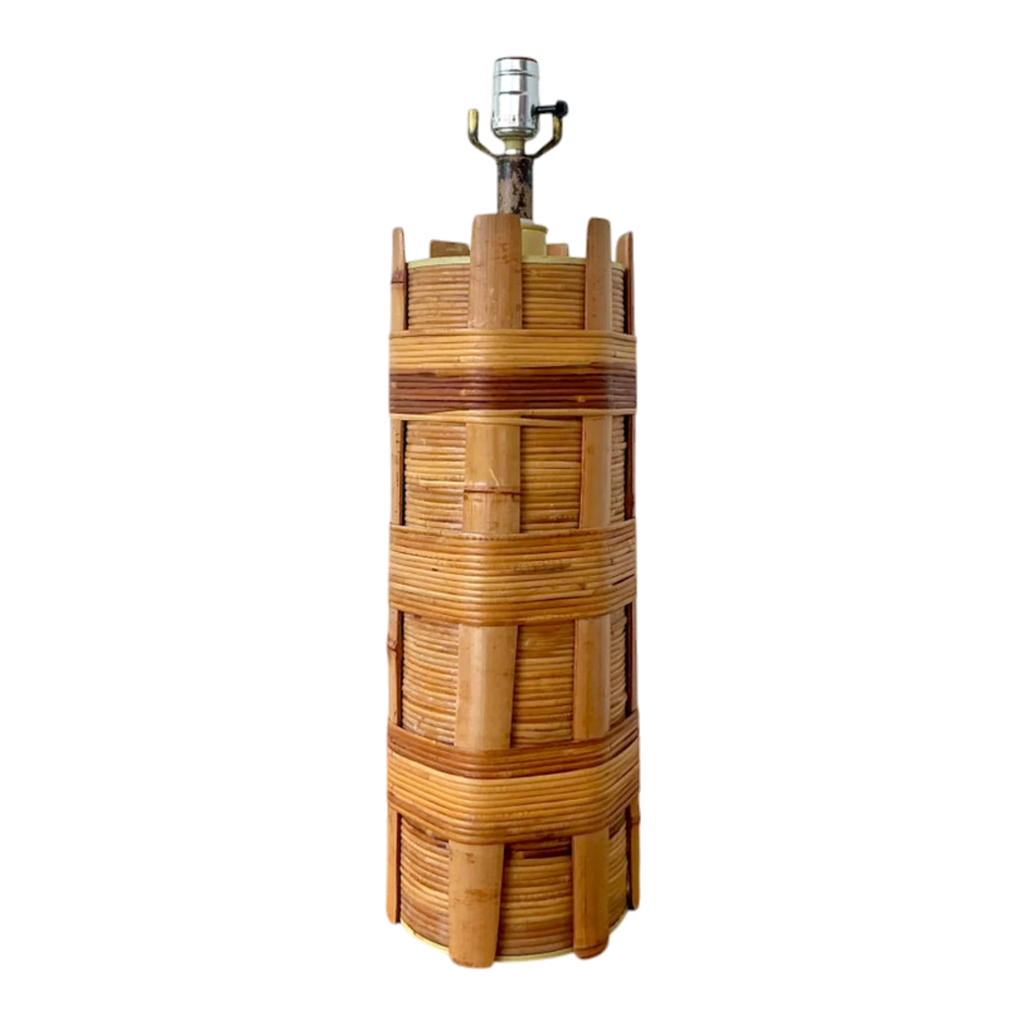 Vintage Boho Wrapped Rattan Lamp