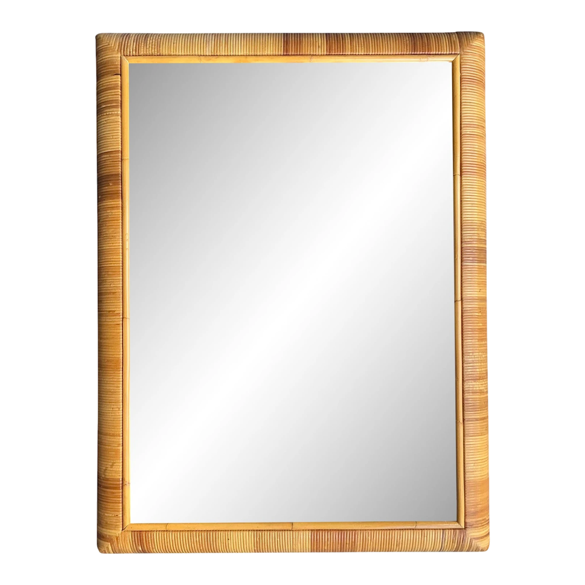 Vintage Boho Wrapped Rattan Mirror After Bielecky Brothers