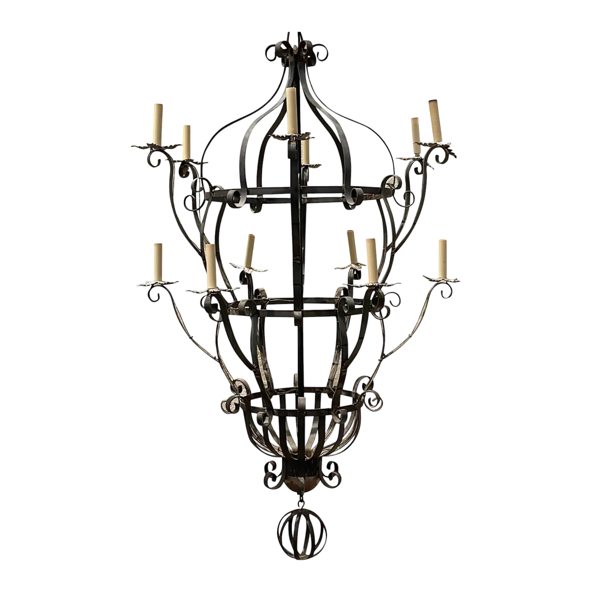 Vintage Boho Wrought Iron Chandelier