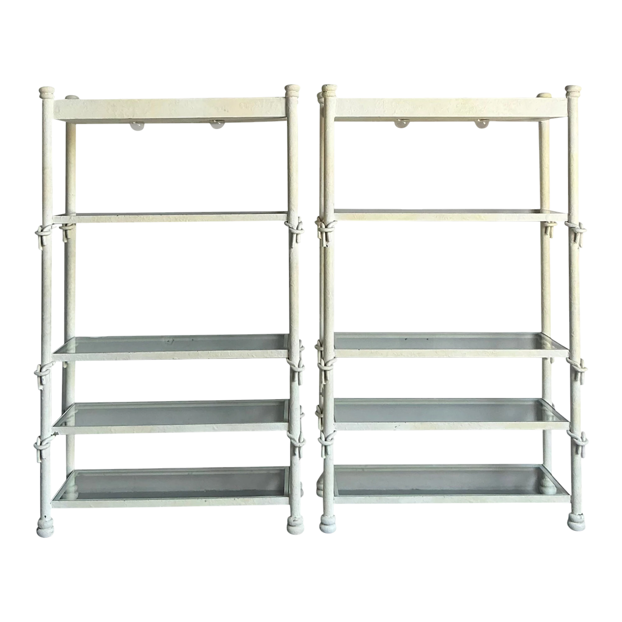 Vintage Boho Wrought Iron Knot Etagere - A Pair