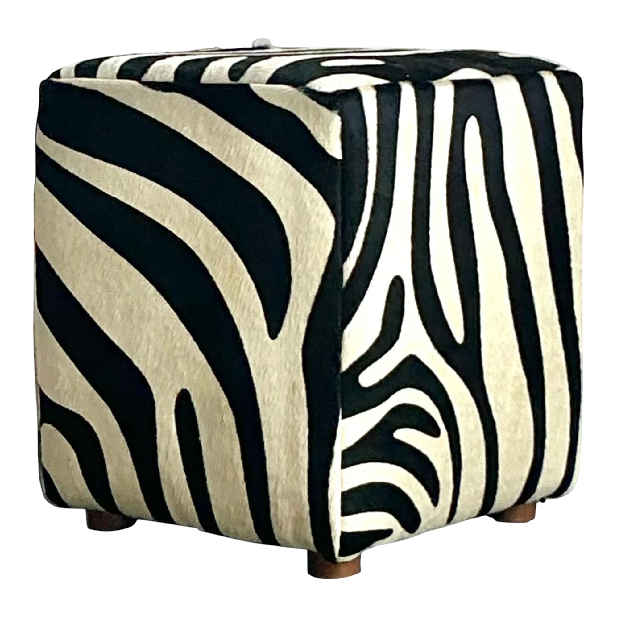 Vintage Boho Zebra Ottoman