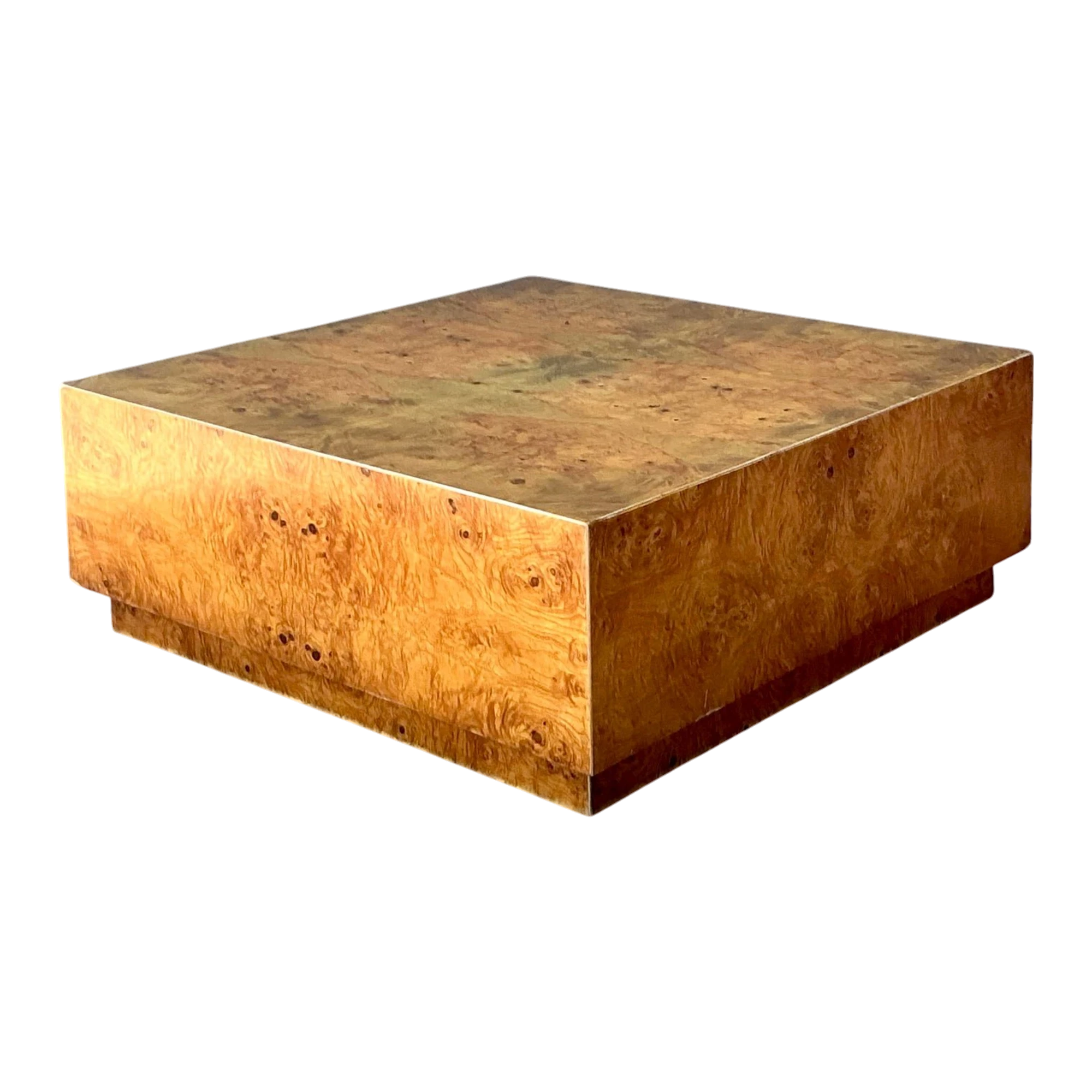 Vintage Book Matched Burl Wood Coffee Table