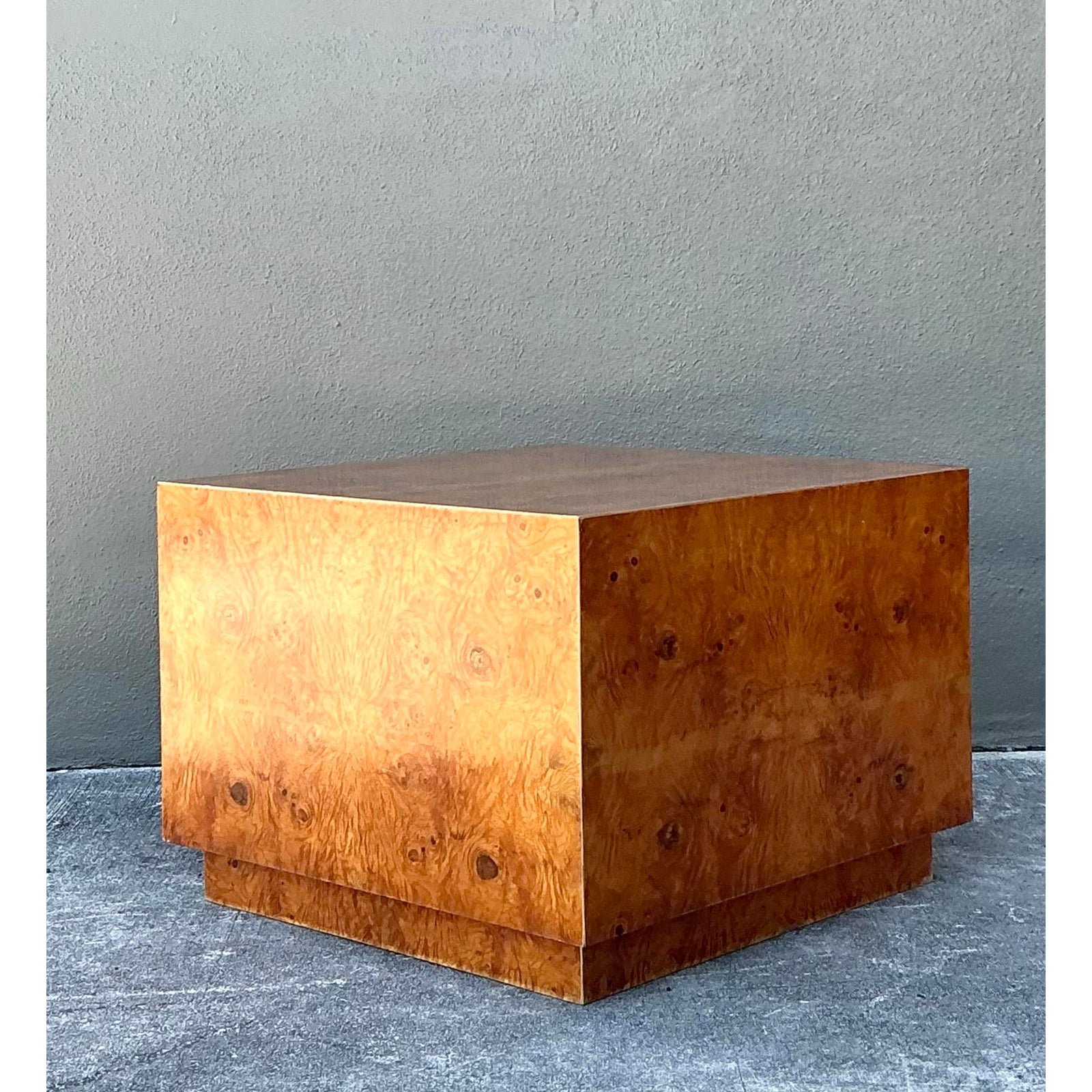 Vintage Book Matched Burl Wood Table